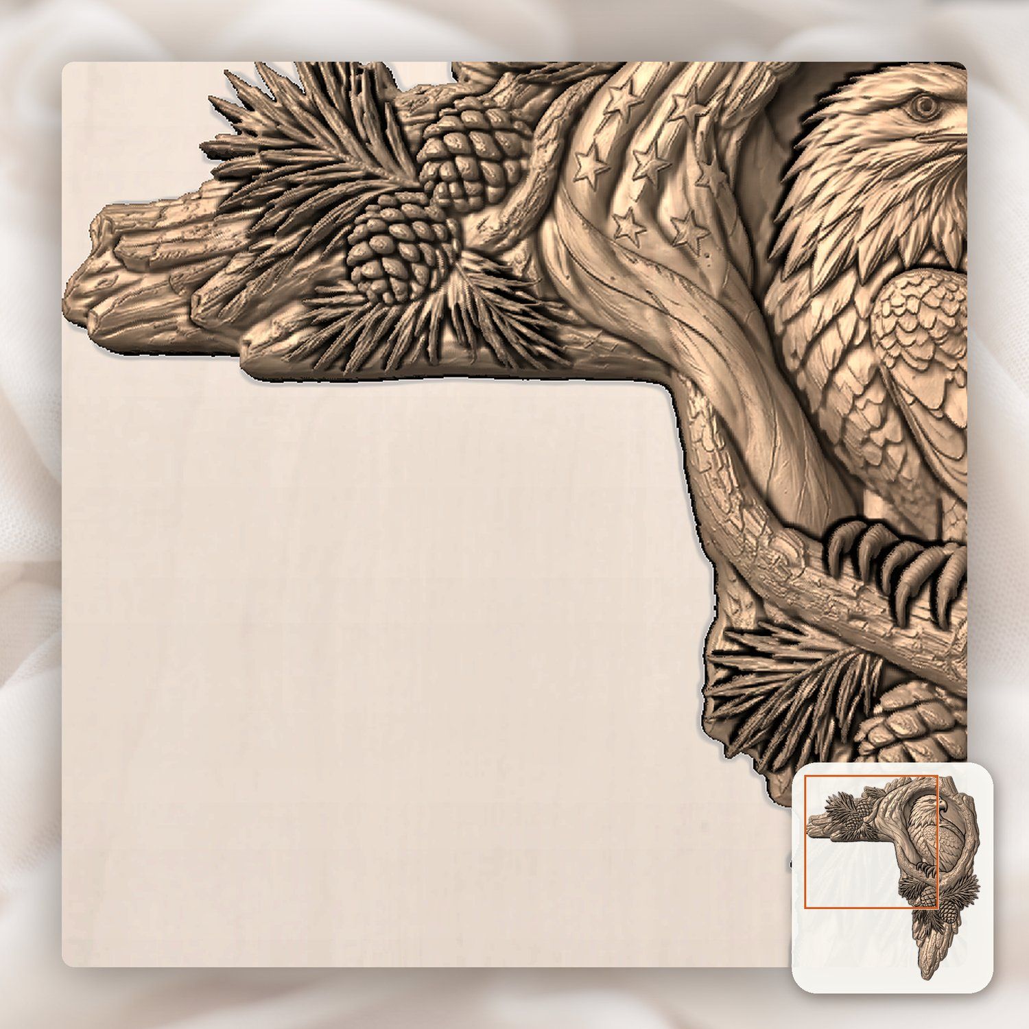 Bald Eagle Door Frame Corner Decor CNC Relief STL bas-relief STL — view 10