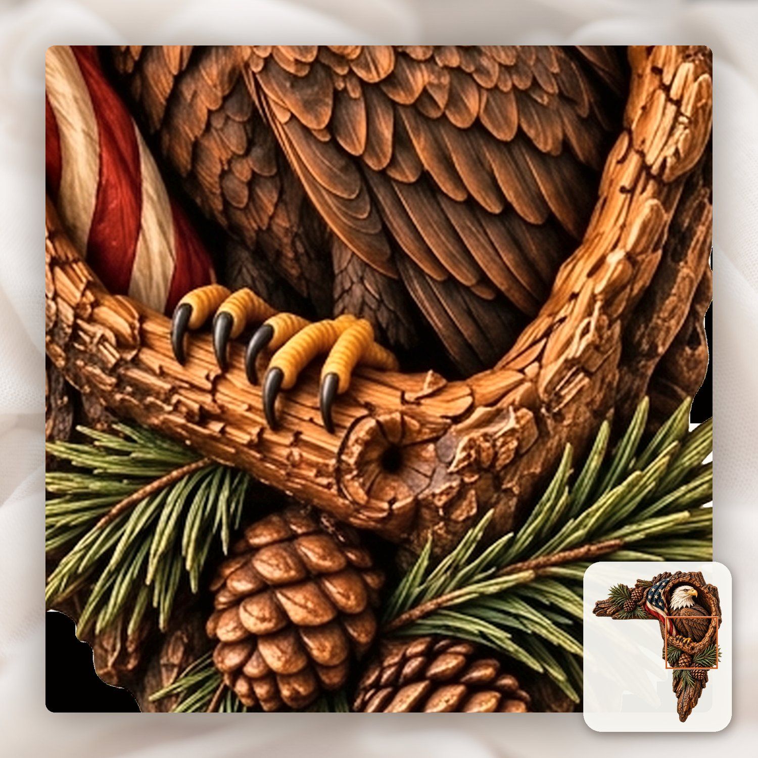 Bald Eagle Door Frame Corner Decor CNC Relief STL bas-relief STL — view 11