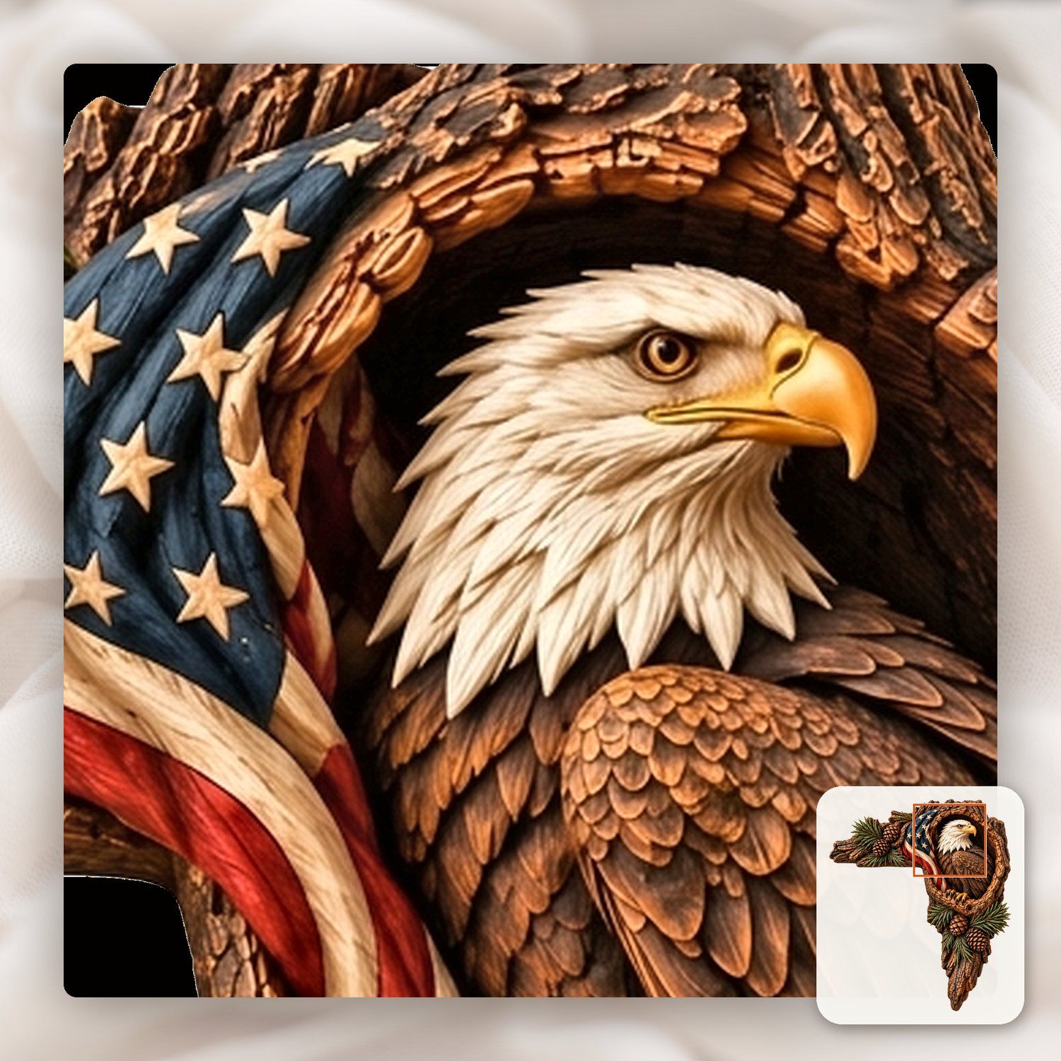 Bald Eagle Door Frame Corner Decor CNC Relief STL bas-relief STL — view 12