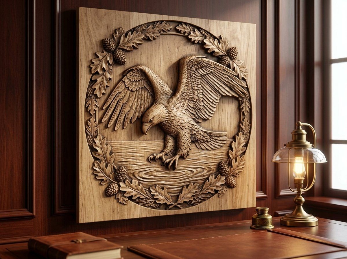 Bald Eagle Diving Lake CNC Relief STL bas-relief STL — view 13