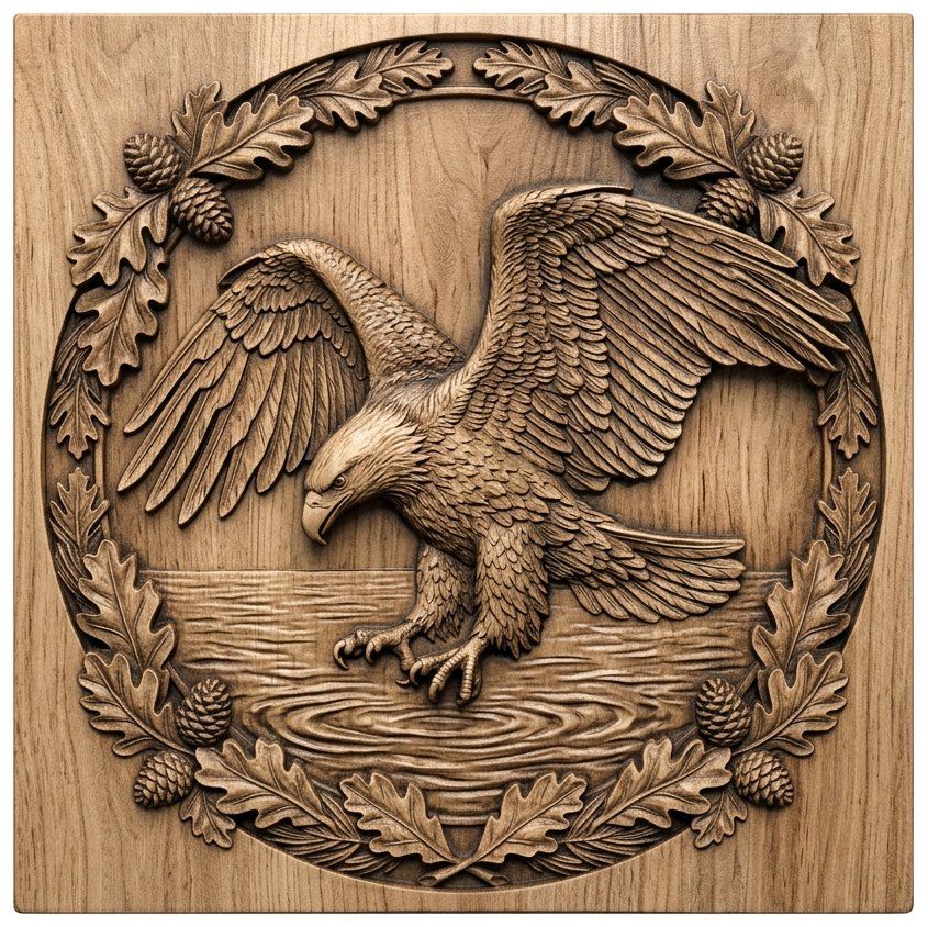 Bald Eagle Diving Lake CNC Relief STL bas-relief STL — view 9