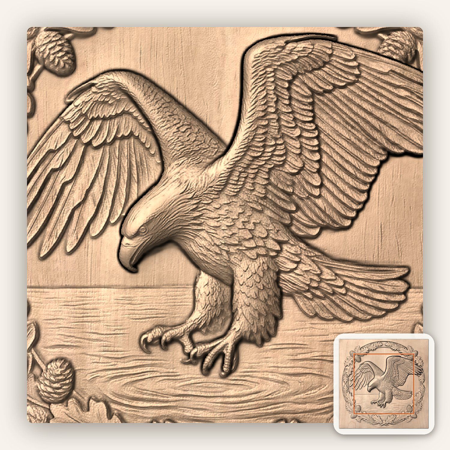 Bald Eagle Diving Lake CNC Relief STL bas-relief STL — view 5