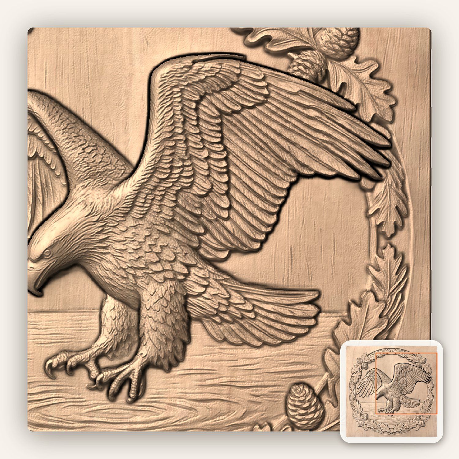 Bald Eagle Diving Lake CNC Relief STL bas-relief STL — view 6