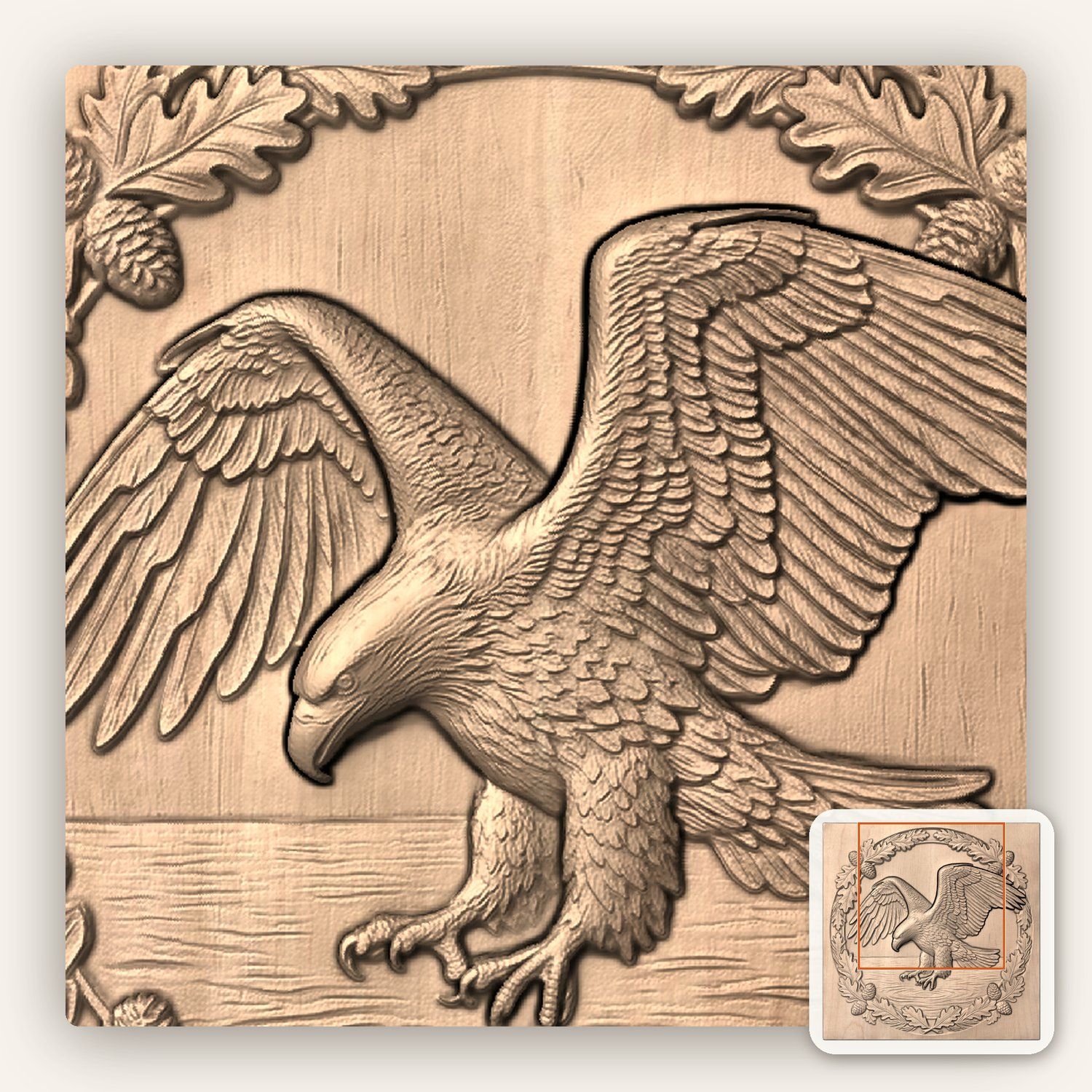 Bald Eagle Diving Lake CNC Relief STL bas-relief STL — view 7