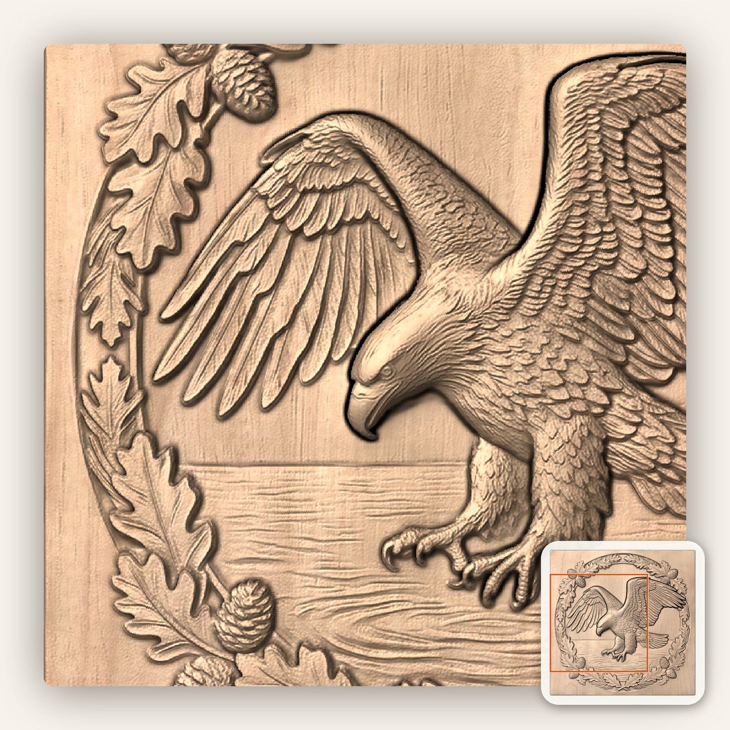 Bald Eagle Diving Lake CNC Relief STL bas-relief STL — view 8