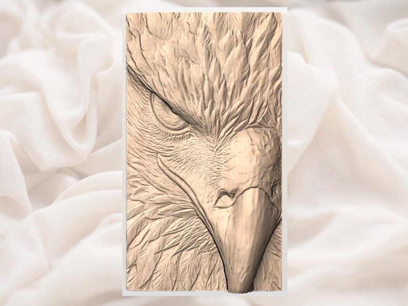Fierce Bald Eagle Face Close-Up Bas-Relief STL Carving File bas-relief STL — view 2
