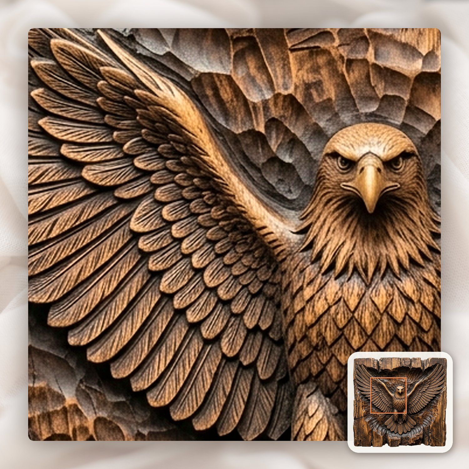 Bald Eagle Majestic Wings CNC Relief STL bas-relief STL — view 12
