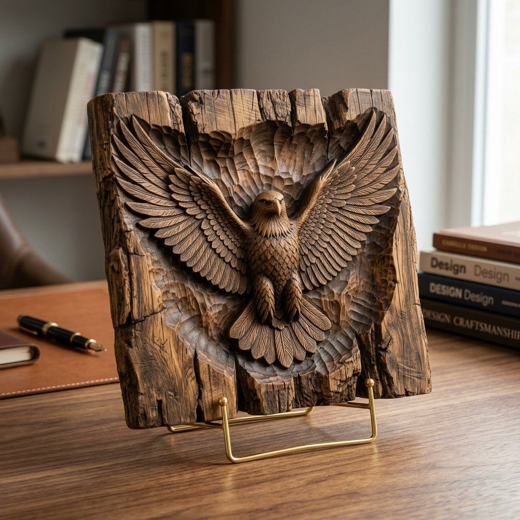 Bald Eagle Majestic Wings CNC Relief STL bas-relief STL — view 3