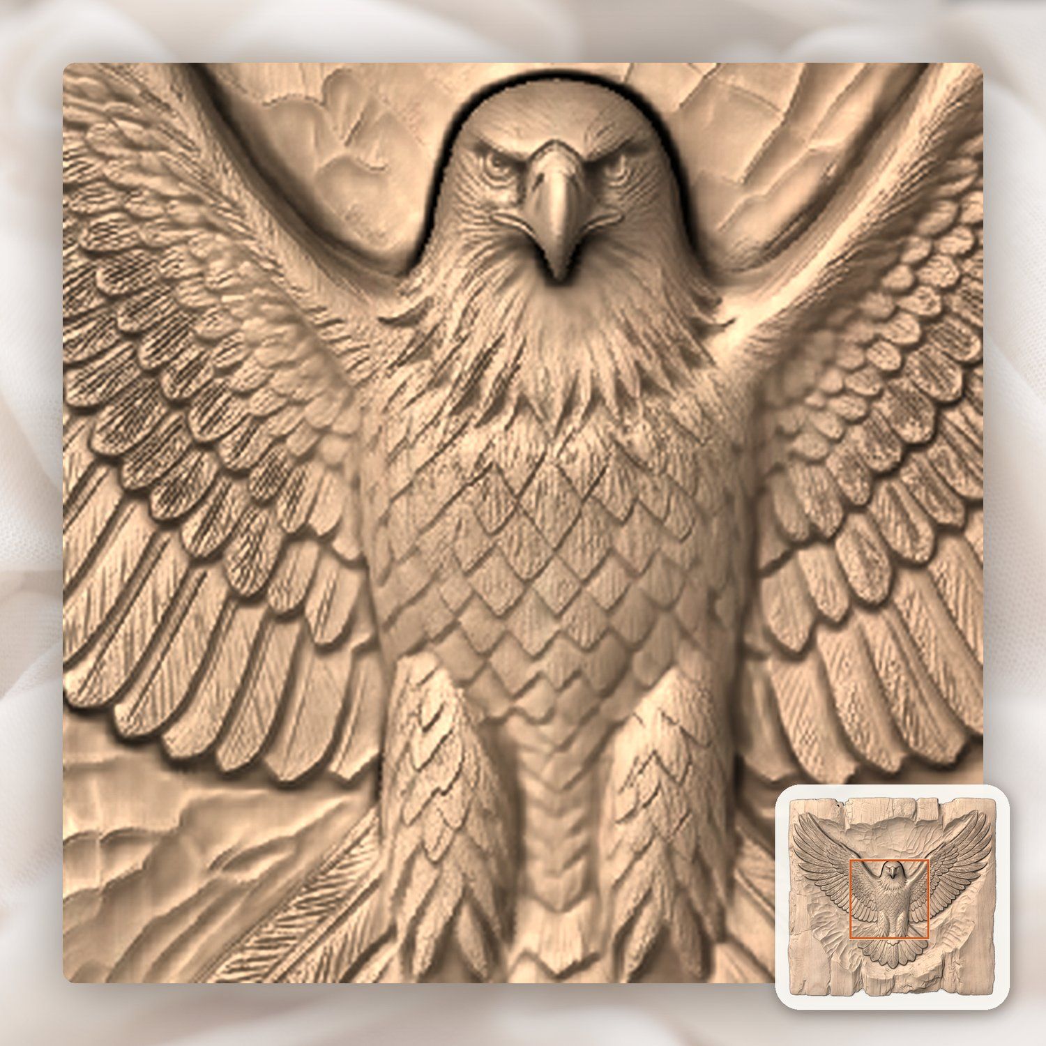 Bald Eagle Majestic Wings CNC Relief STL bas-relief STL — view 7