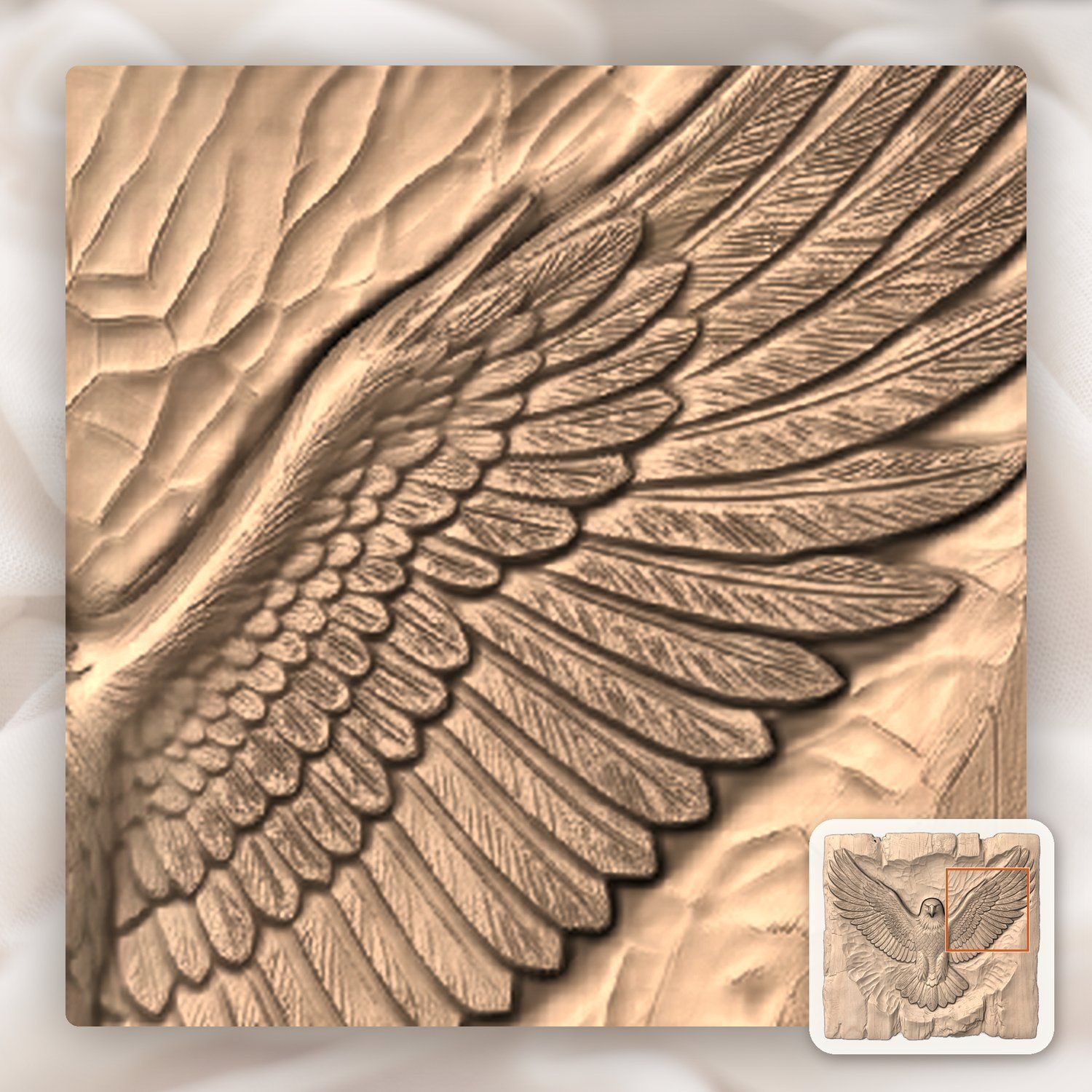 Bald Eagle Majestic Wings CNC Relief STL bas-relief STL — view 8
