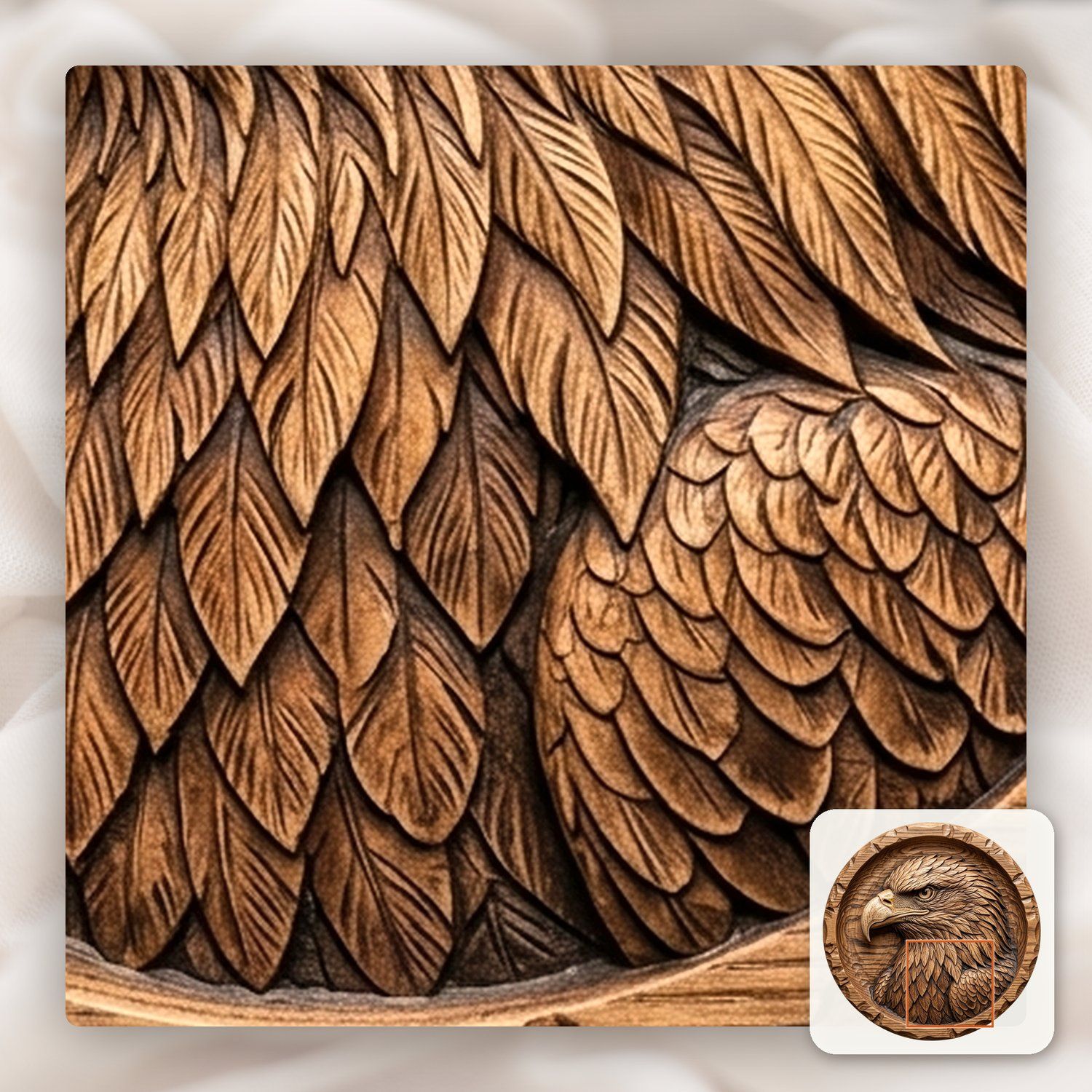 Bald Eagle Portrait CNC Relief STL bas-relief STL — view 11