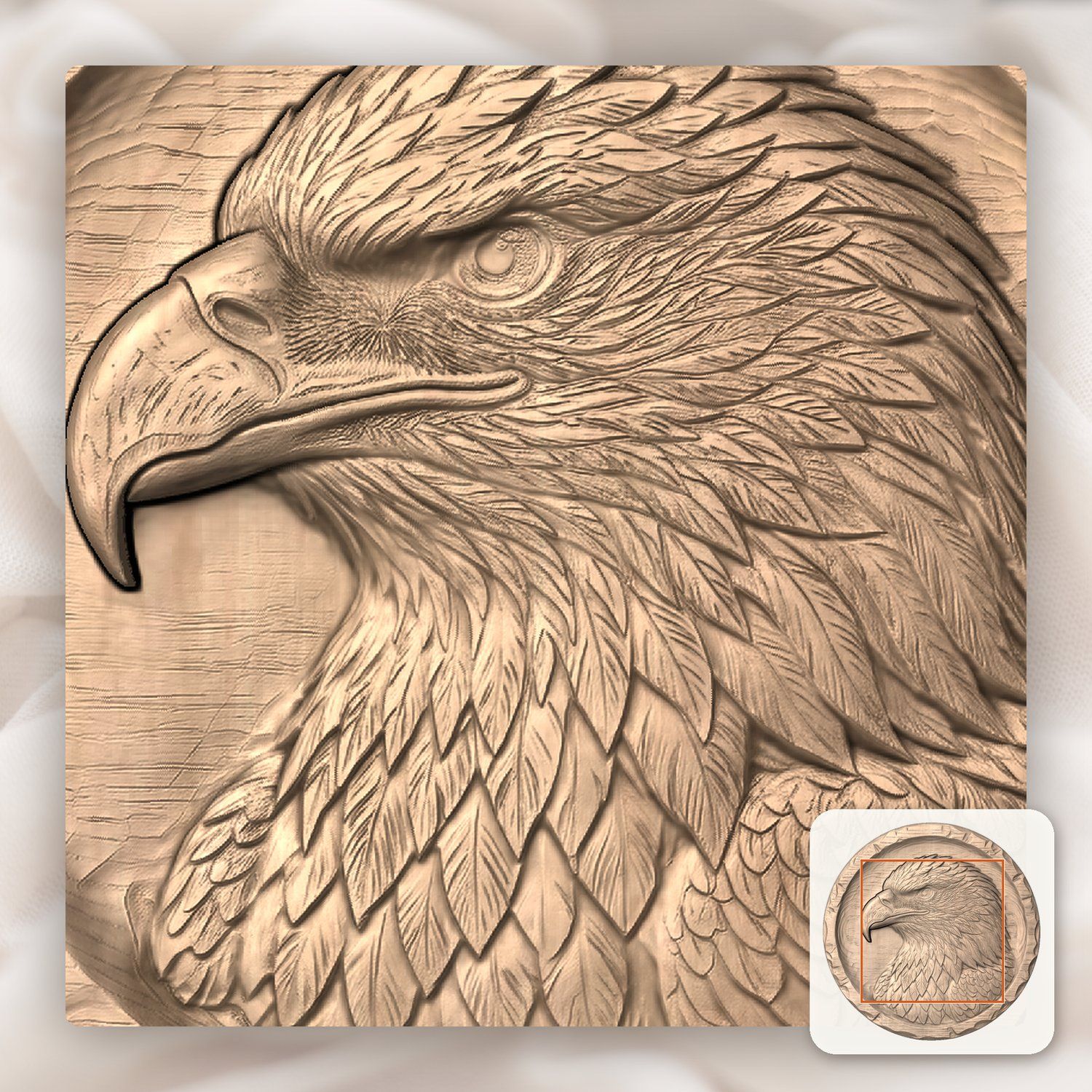 Bald Eagle Portrait CNC Relief STL bas-relief STL — view 6