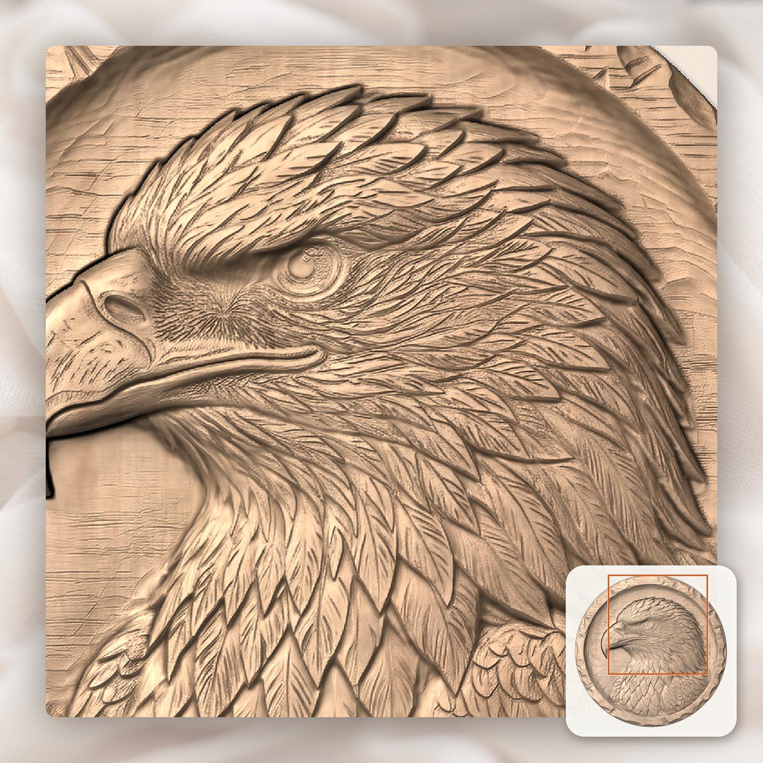 Bald Eagle Portrait CNC Relief STL bas-relief STL — view 7