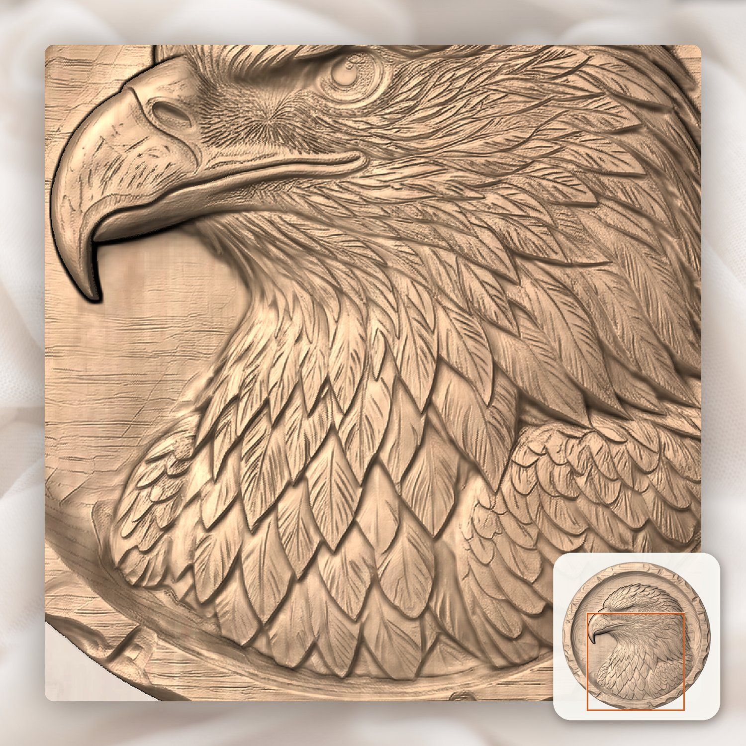 Bald Eagle Portrait CNC Relief STL bas-relief STL — view 8