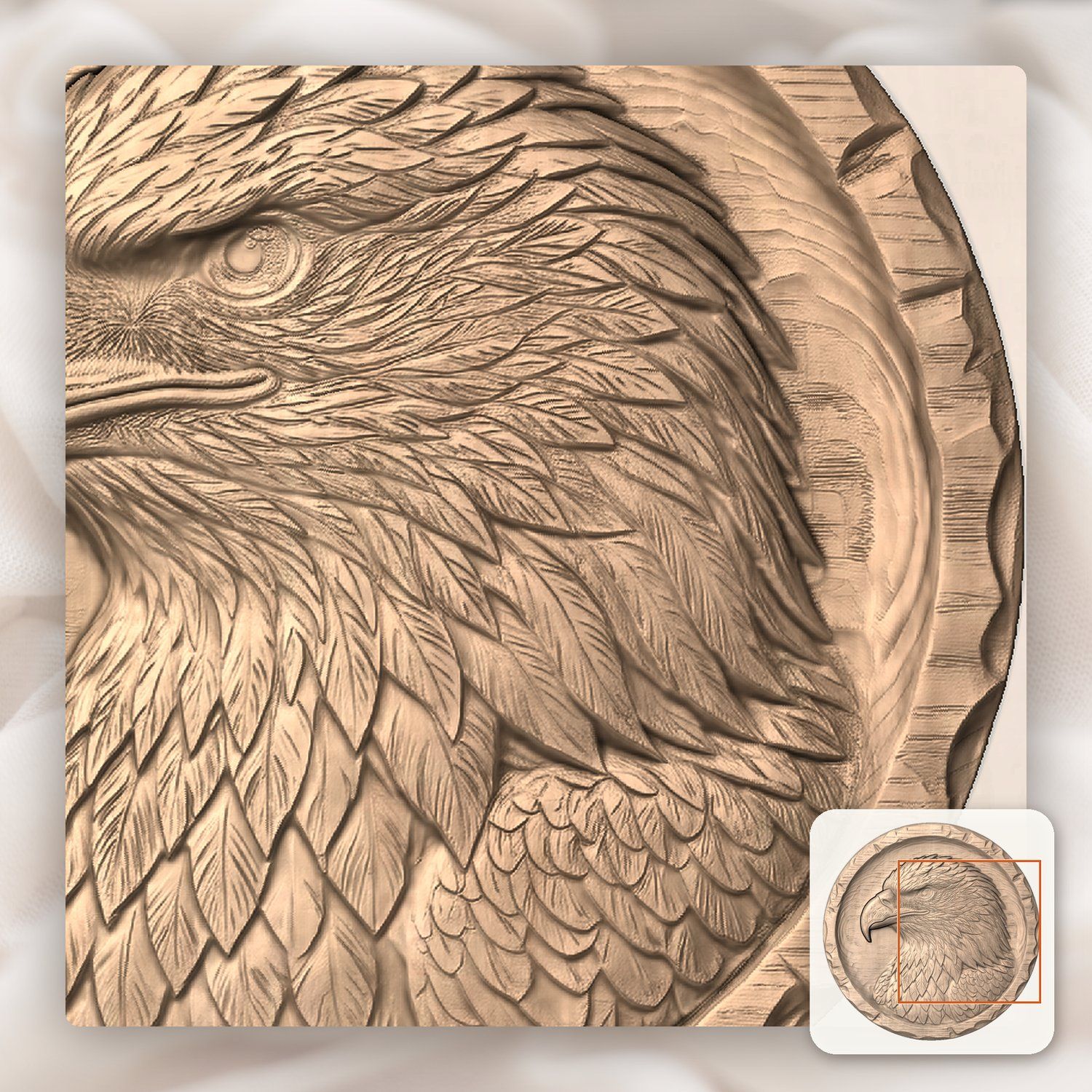 Bald Eagle Portrait CNC Relief STL bas-relief STL — view 9