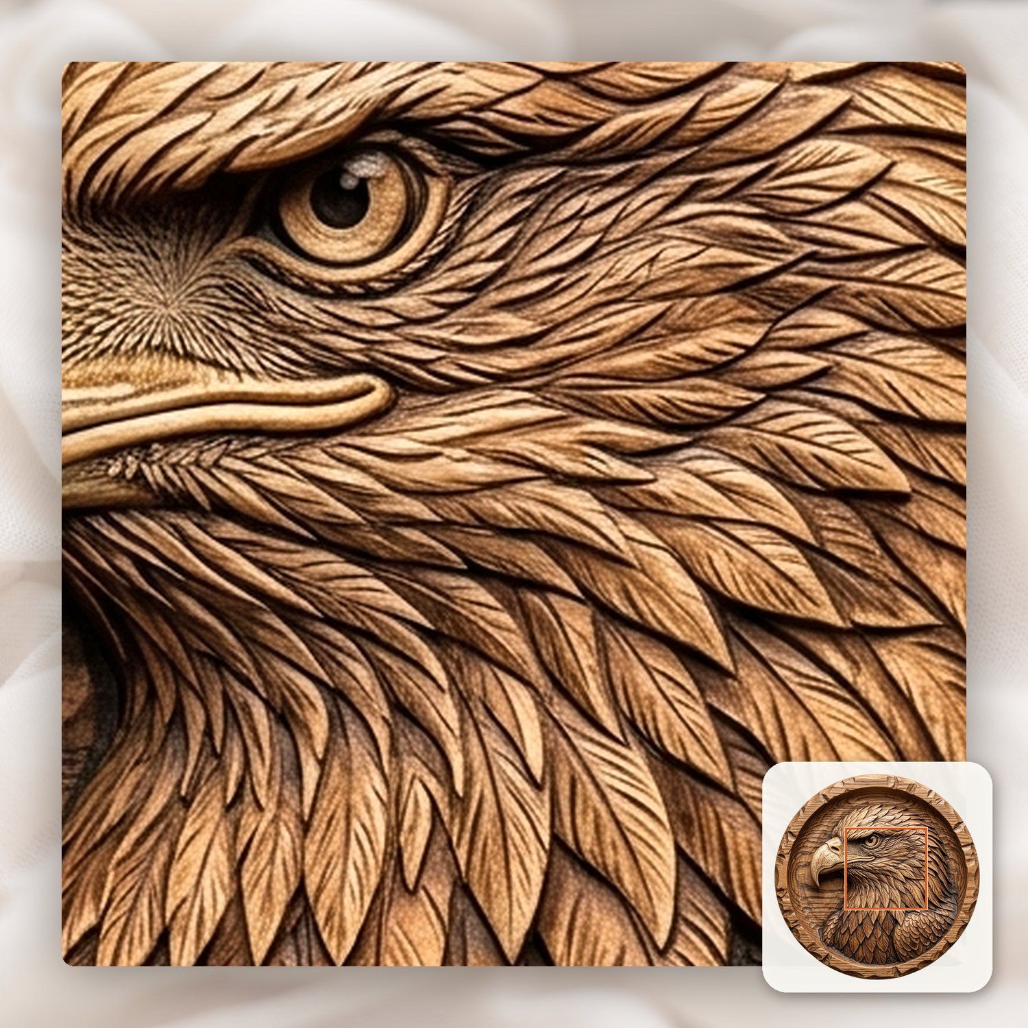 Bald Eagle Portrait CNC Relief STL bas-relief STL — view 10