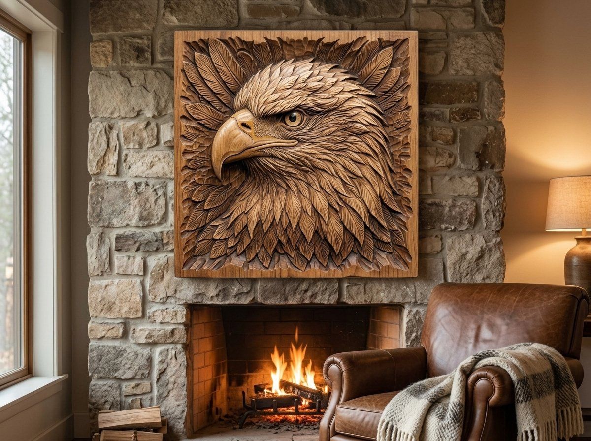 Bald Eagle Portrait CNC Relief STL bas-relief STL — view 12