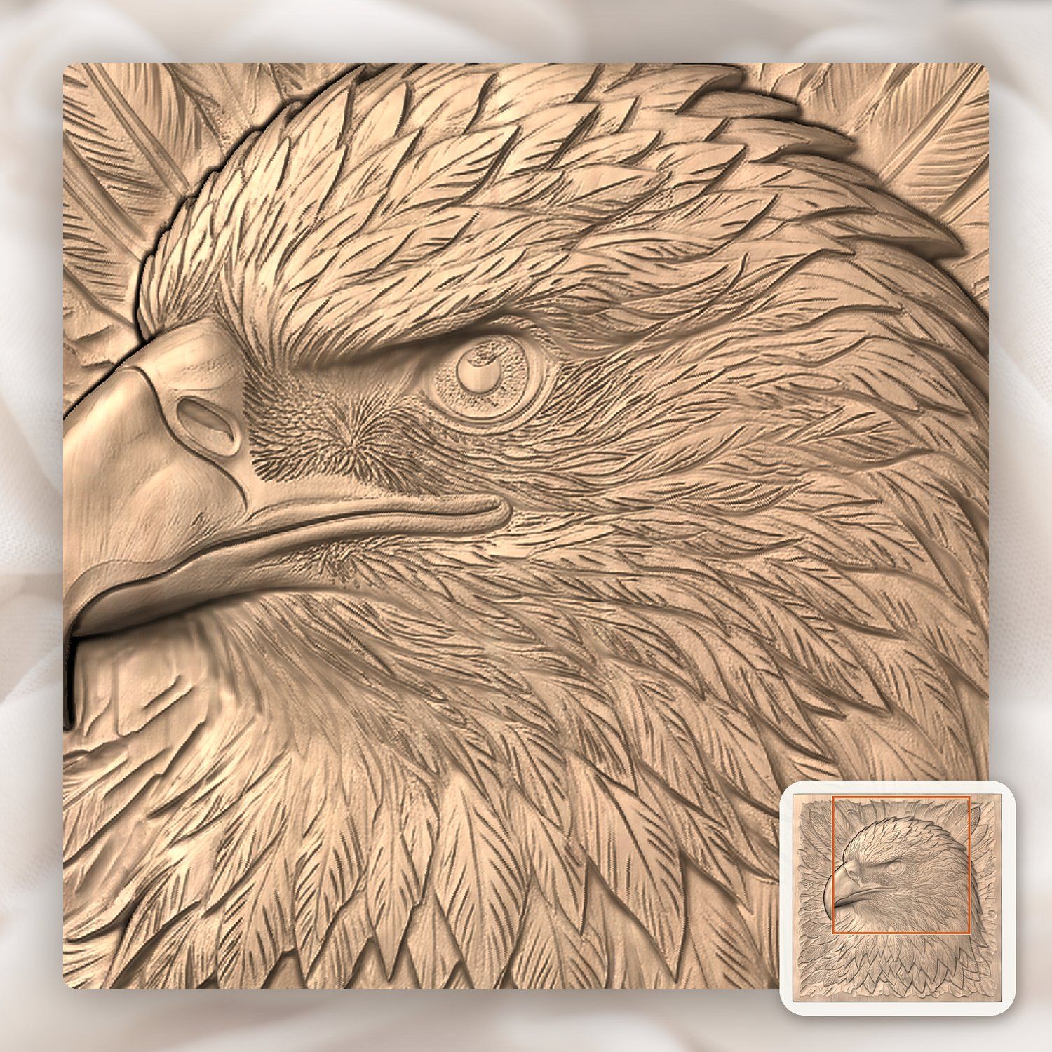 Bald Eagle Portrait CNC Relief STL bas-relief STL — view 6