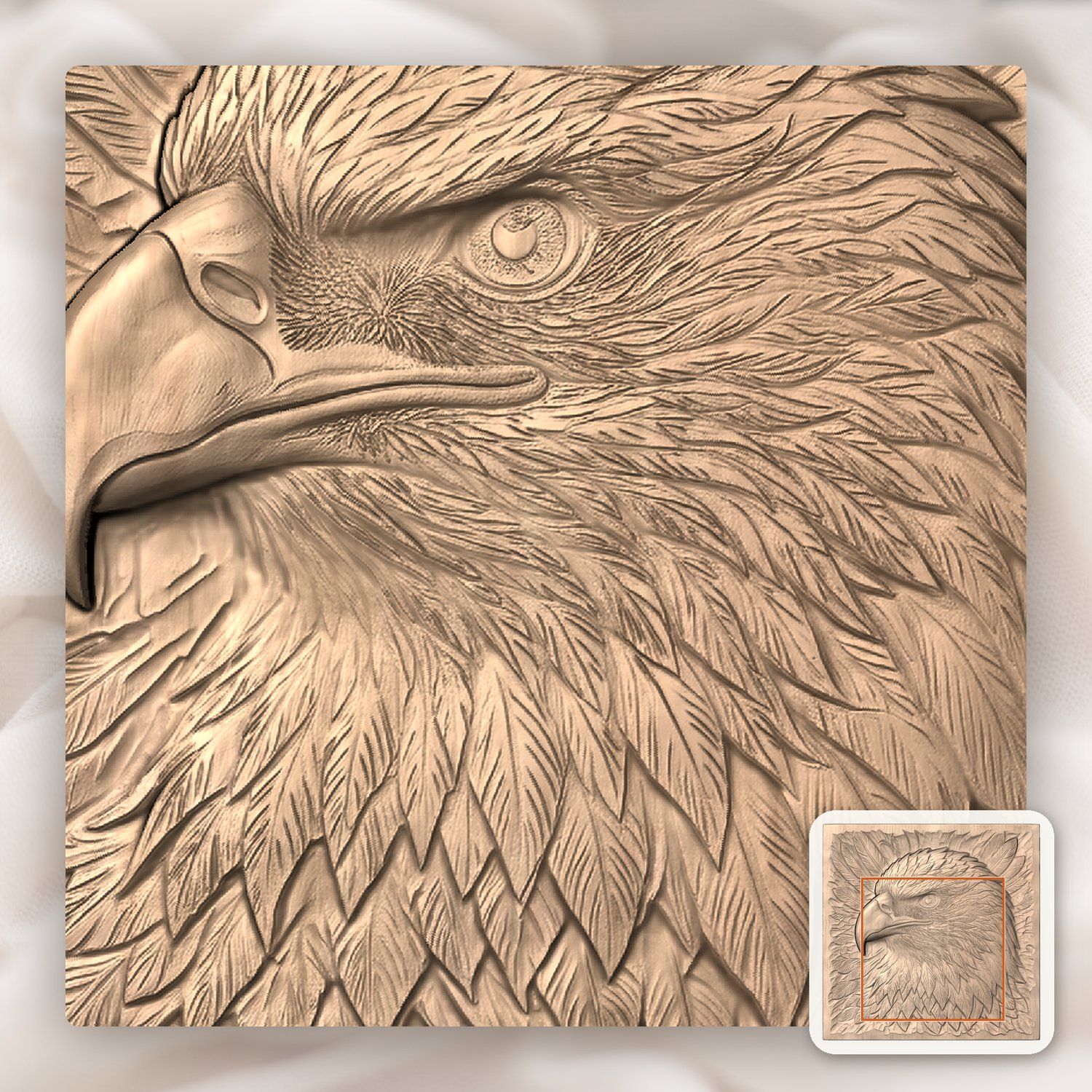Bald Eagle Portrait CNC Relief STL bas-relief STL — view 7