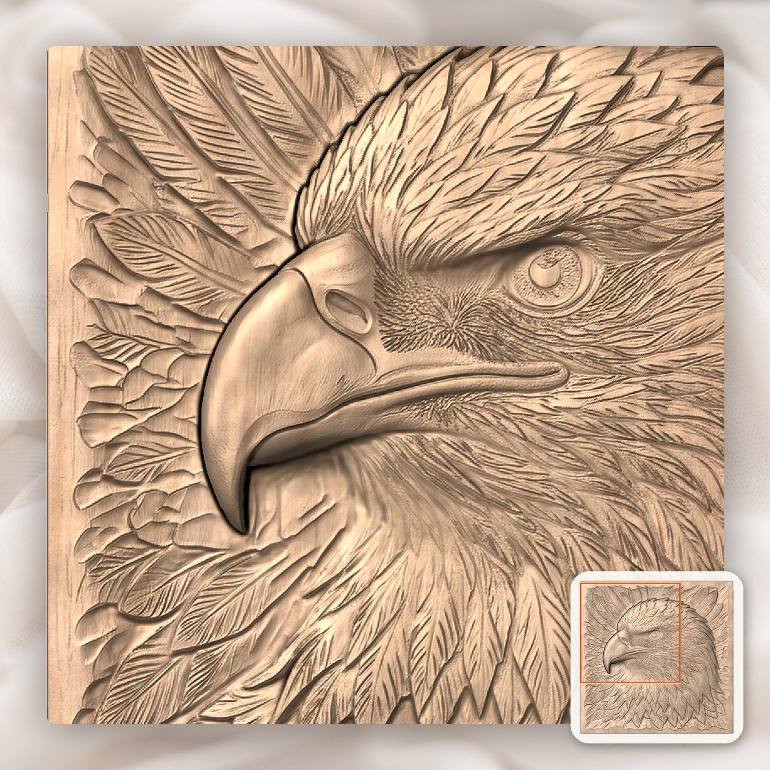 Bald Eagle Portrait CNC Relief STL bas-relief STL — view 9