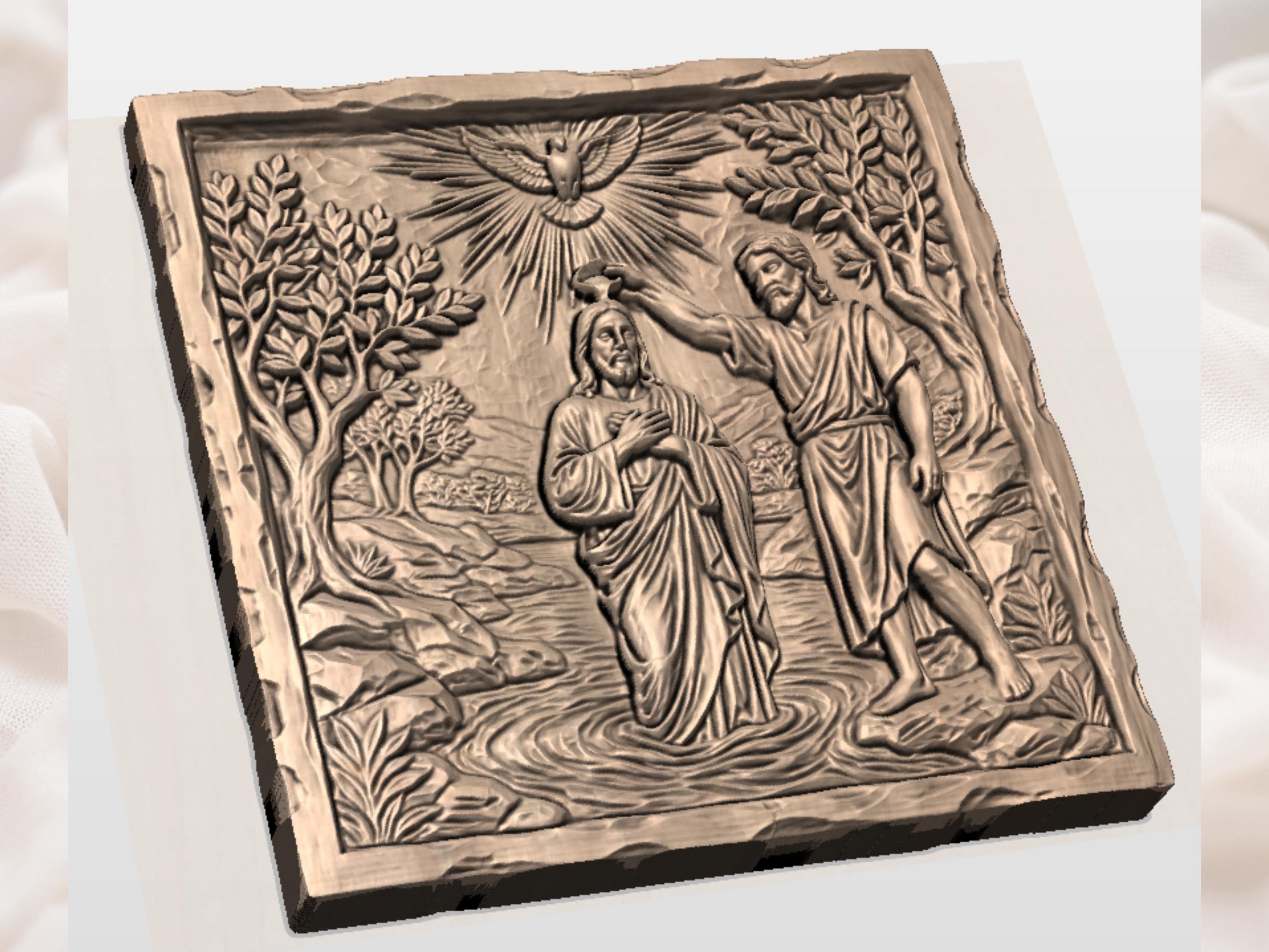 Baptism of Christ in the Jordan Bas-Relief STL for CNC bas-relief STL — view 2
