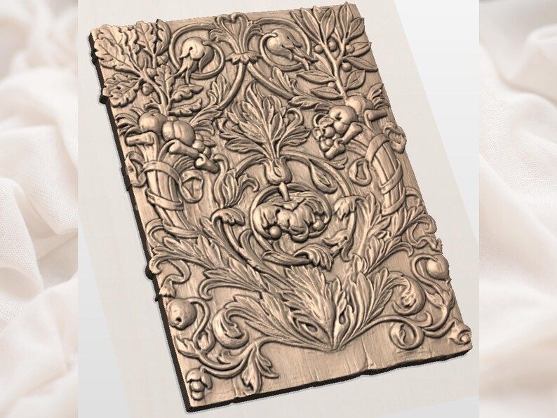 Baroque Acanthus Scrollwork Relief Panel STL for CNC Carving bas-relief STL — view 2