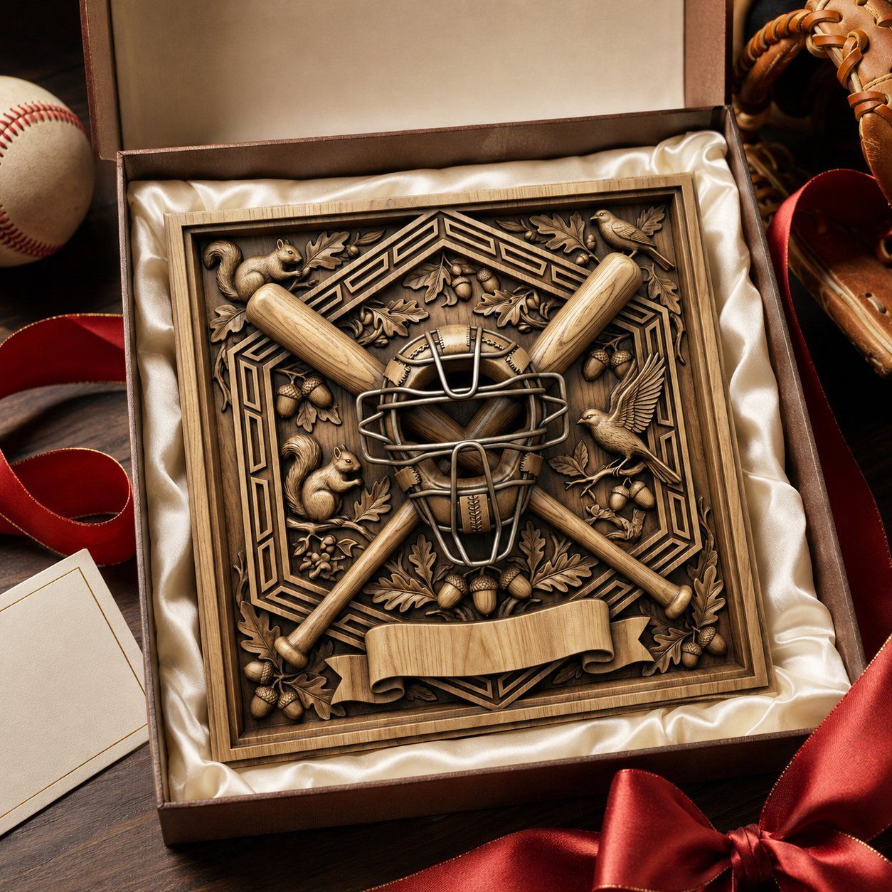 Baseball Catcher Mask Crossed Bats CNC Relief STL bas-relief STL — view 5