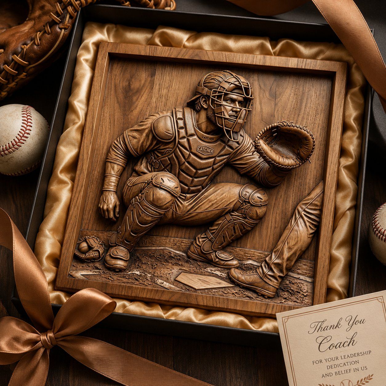 Baseball Catcher Sports Action Scene CNC Relief STL bas-relief STL — view 9