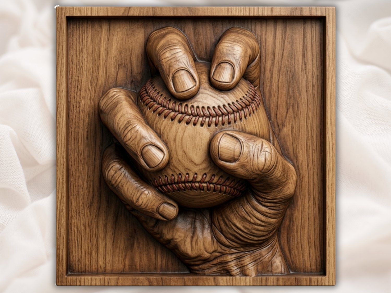 Baseball Pitcher Hand Grip CNC Relief STL bas-relief STL — view 2