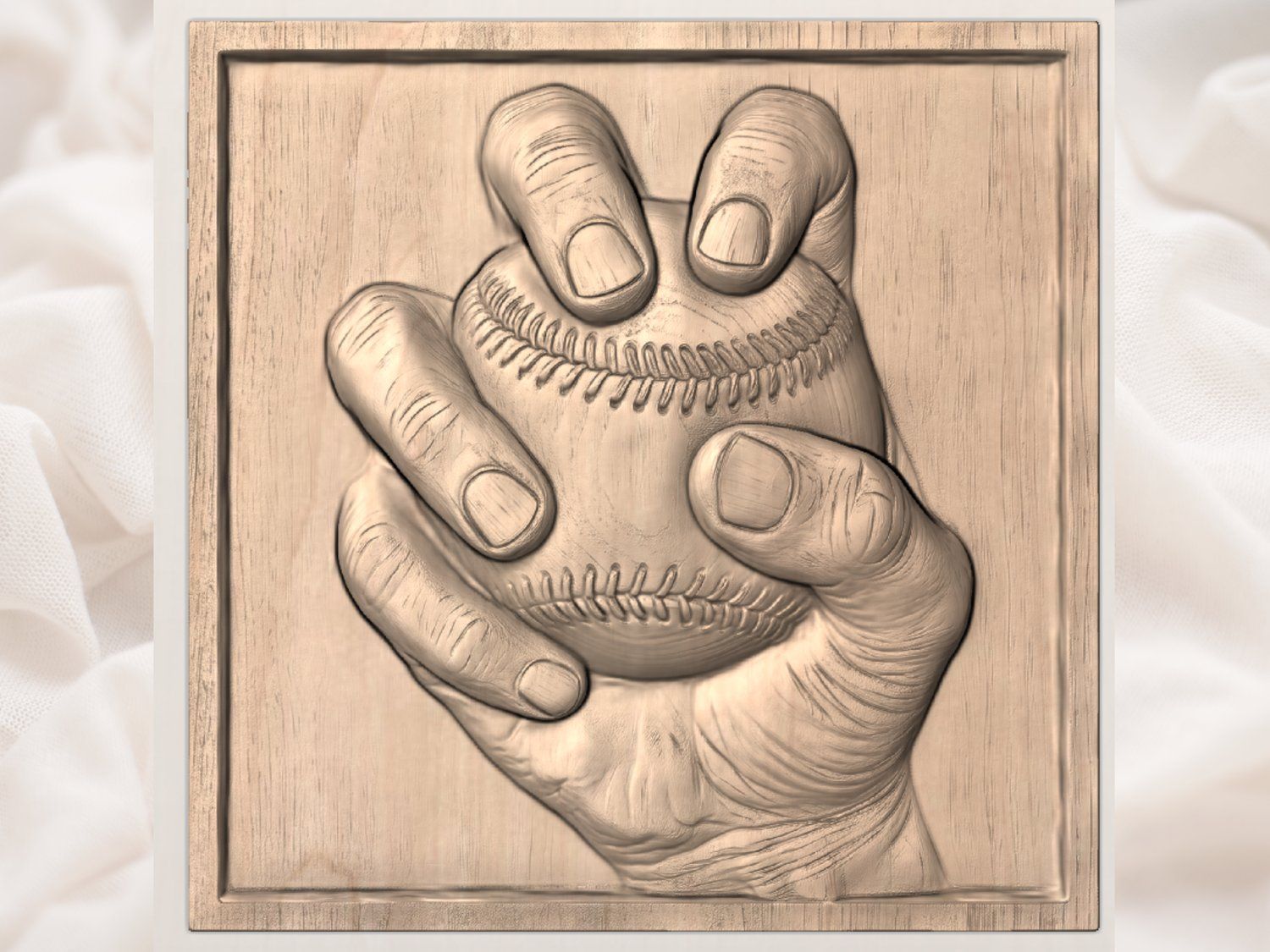 Baseball Pitcher Hand Grip CNC Relief STL bas-relief STL — view 4