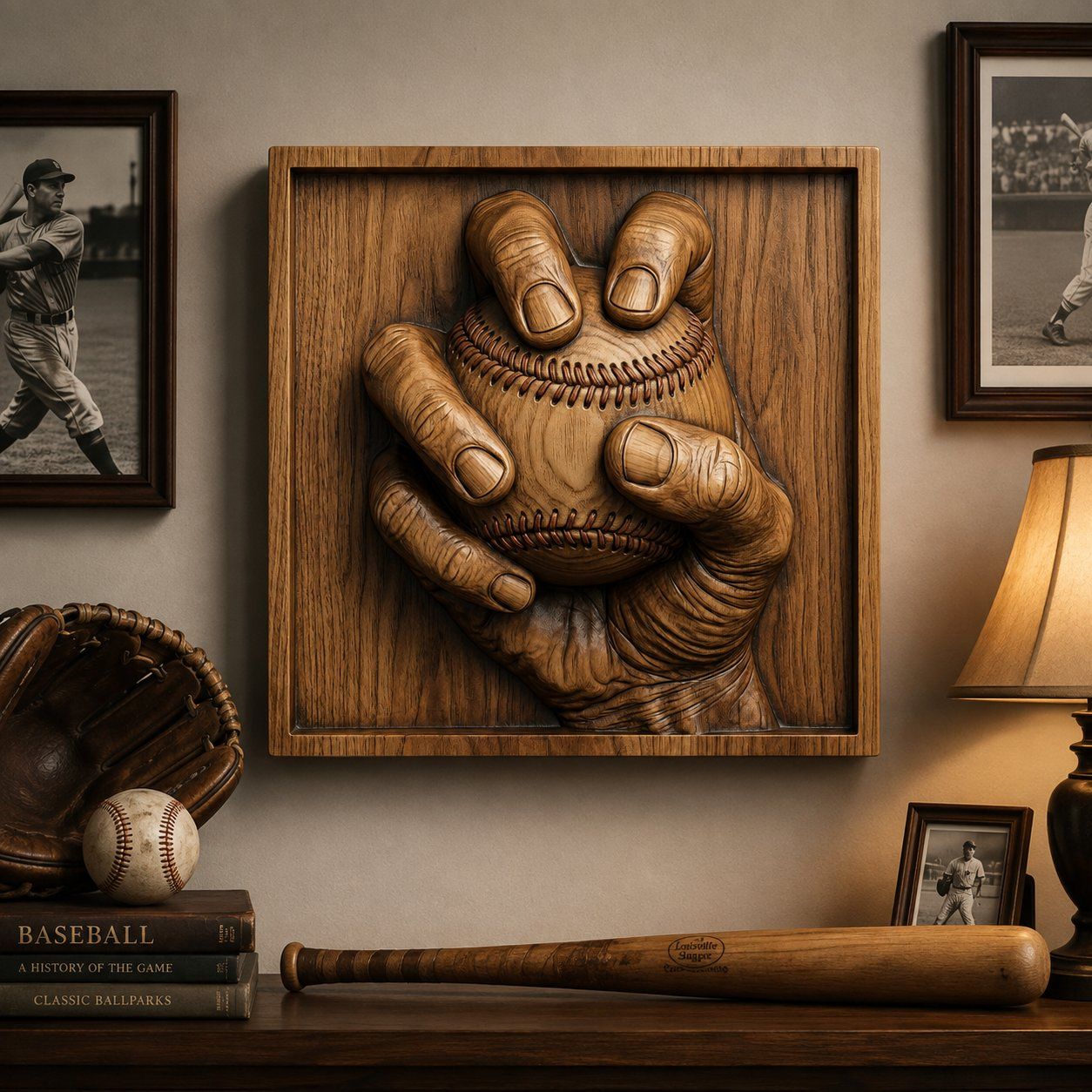 Baseball Pitcher Hand Grip CNC Relief STL bas-relief STL — view 5