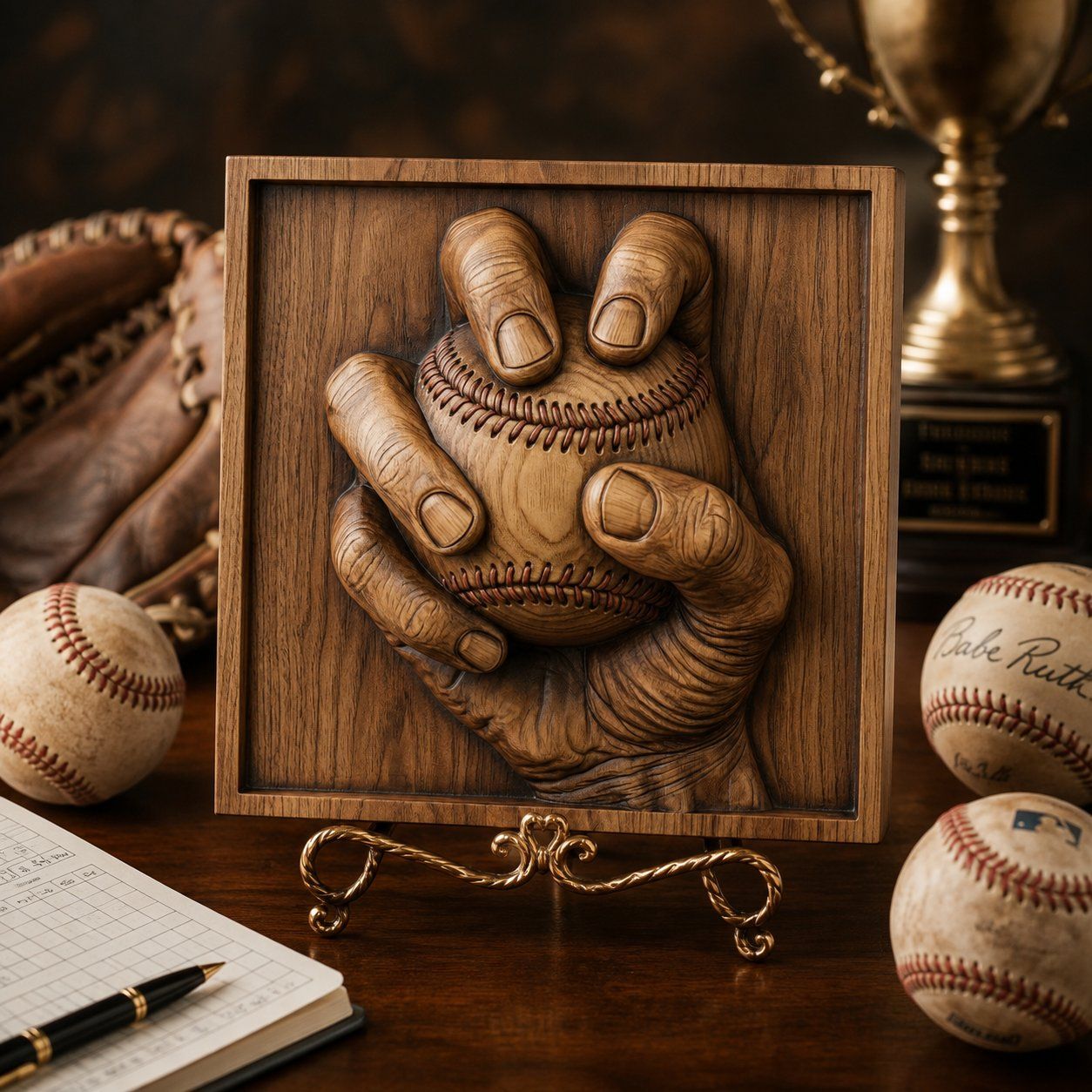Baseball Pitcher Hand Grip CNC Relief STL bas-relief STL — view 6