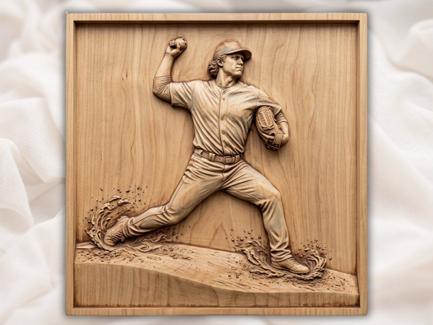 Baseball Pitcher Sports Action Scene CNC Relief STL bas-relief STL — view 2