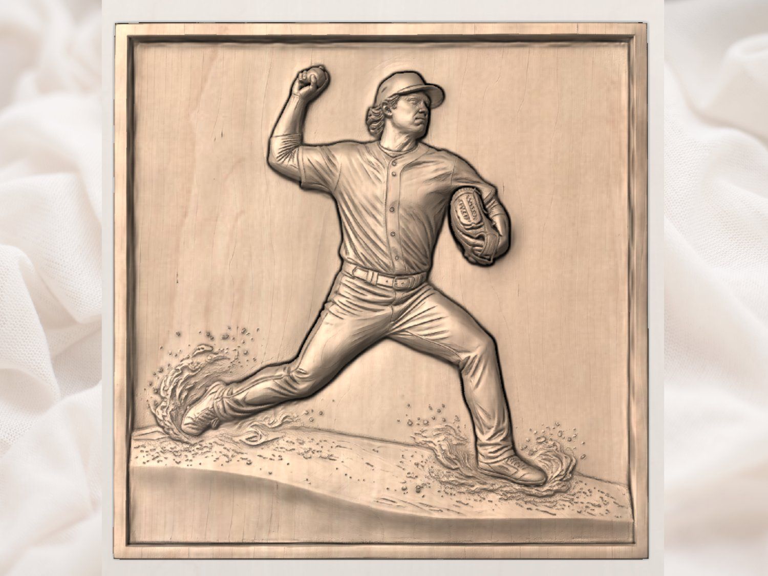 Baseball Pitcher Sports Action Scene CNC Relief STL bas-relief STL — view 3
