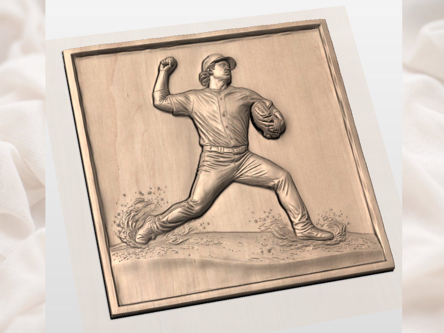 Baseball Pitcher Sports Action Scene CNC Relief STL bas-relief STL — view 4