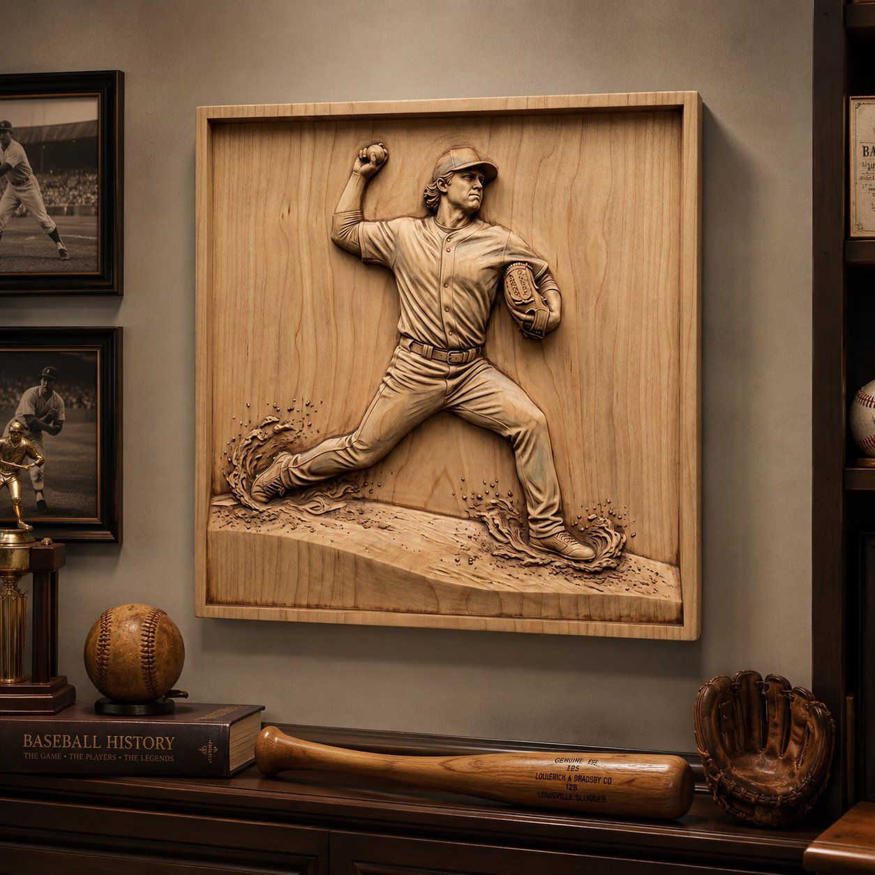 Baseball Pitcher Sports Action Scene CNC Relief STL bas-relief STL — view 6
