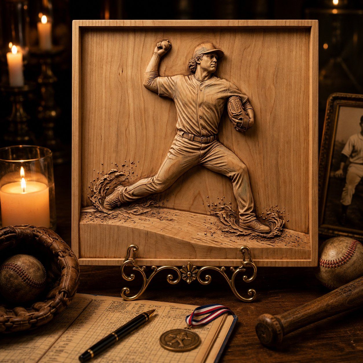Baseball Pitcher Sports Action Scene CNC Relief STL bas-relief STL — view 7