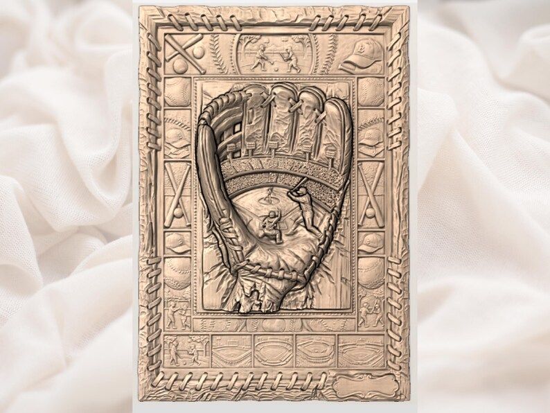 Baseball Glove Stadium Scene STL Bas-Relief Wood Carving bas-relief STL — view 3