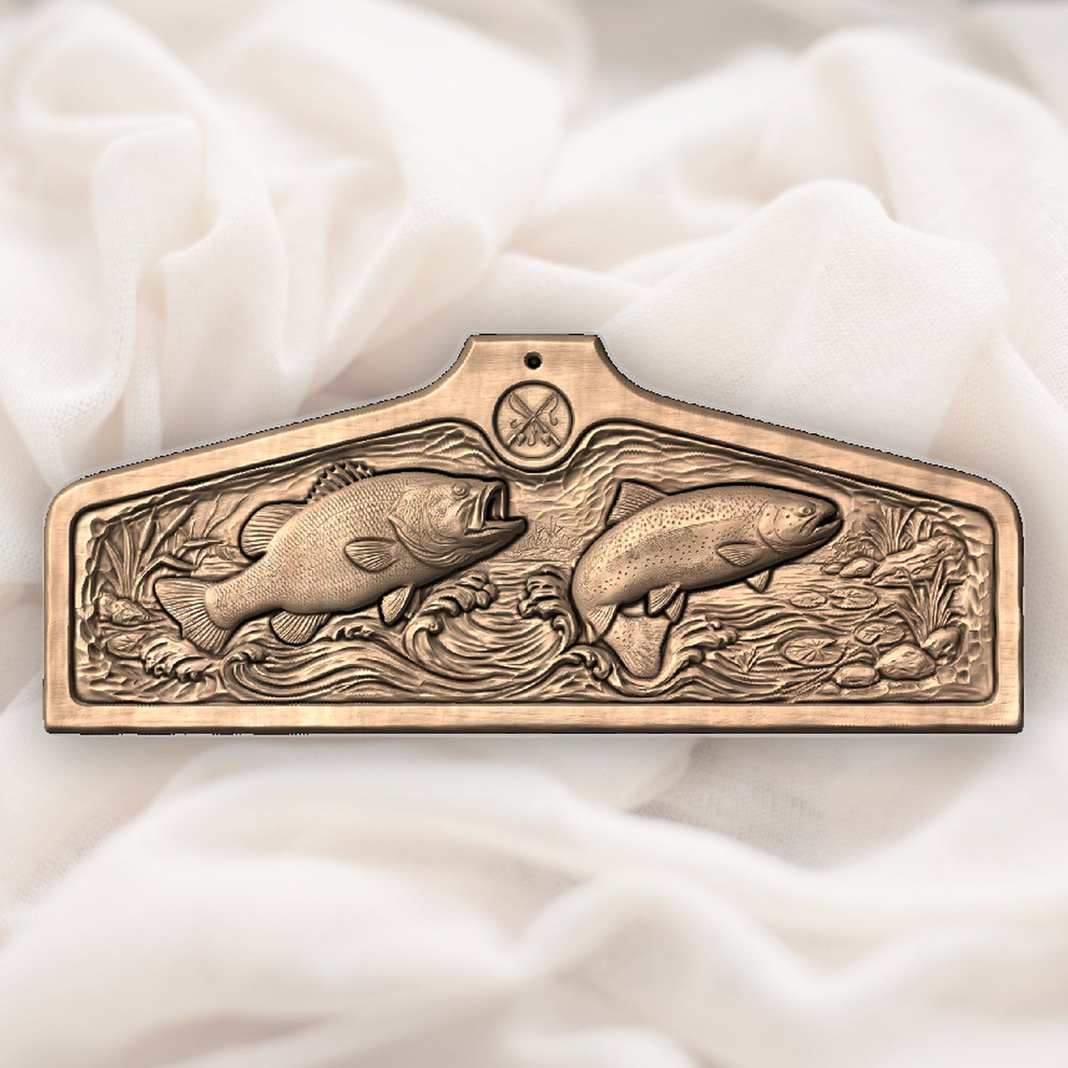 Coat hanger Bass and Rainbow Trout Fishing Scene CNC Relief STL bas-relief STL — view 6