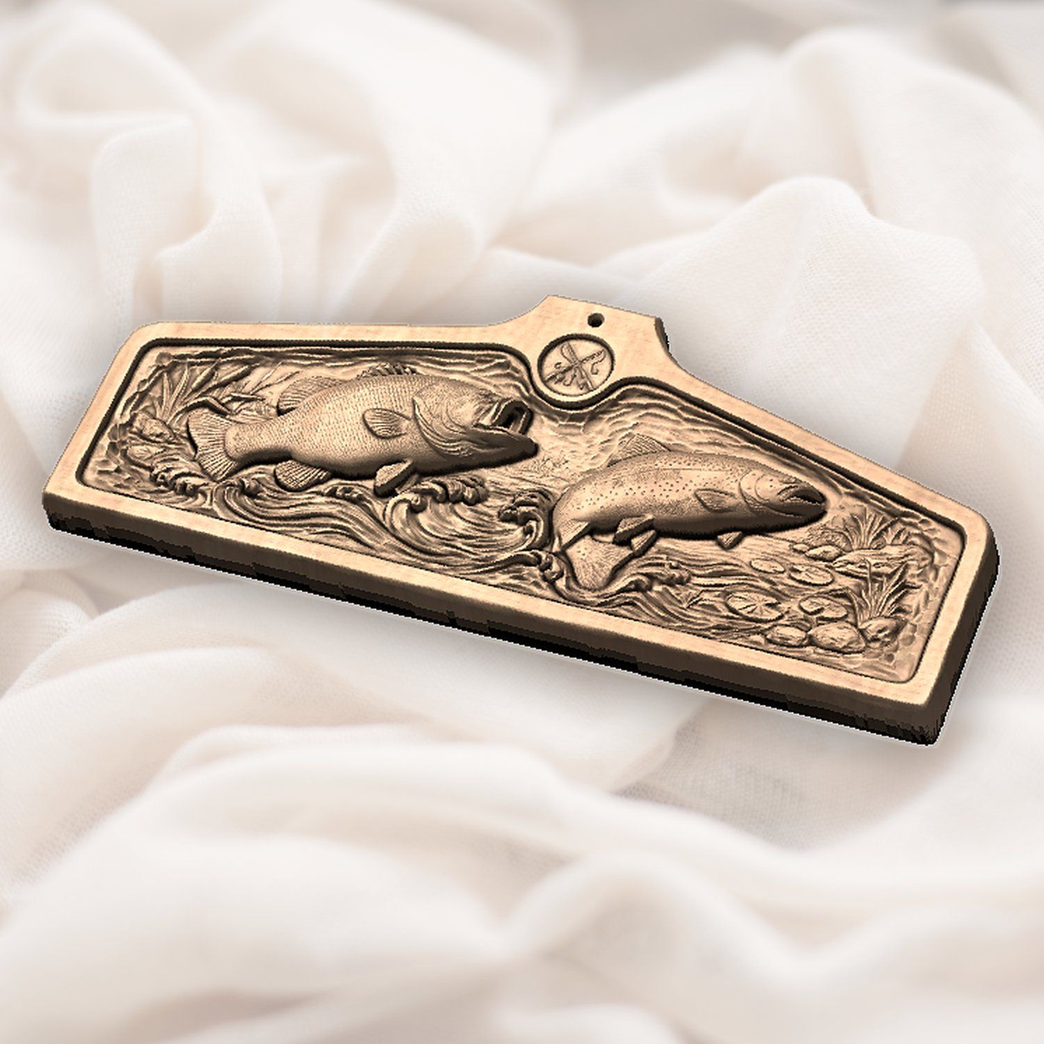 Coat hanger Bass and Rainbow Trout Fishing Scene CNC Relief STL bas-relief STL — view 7