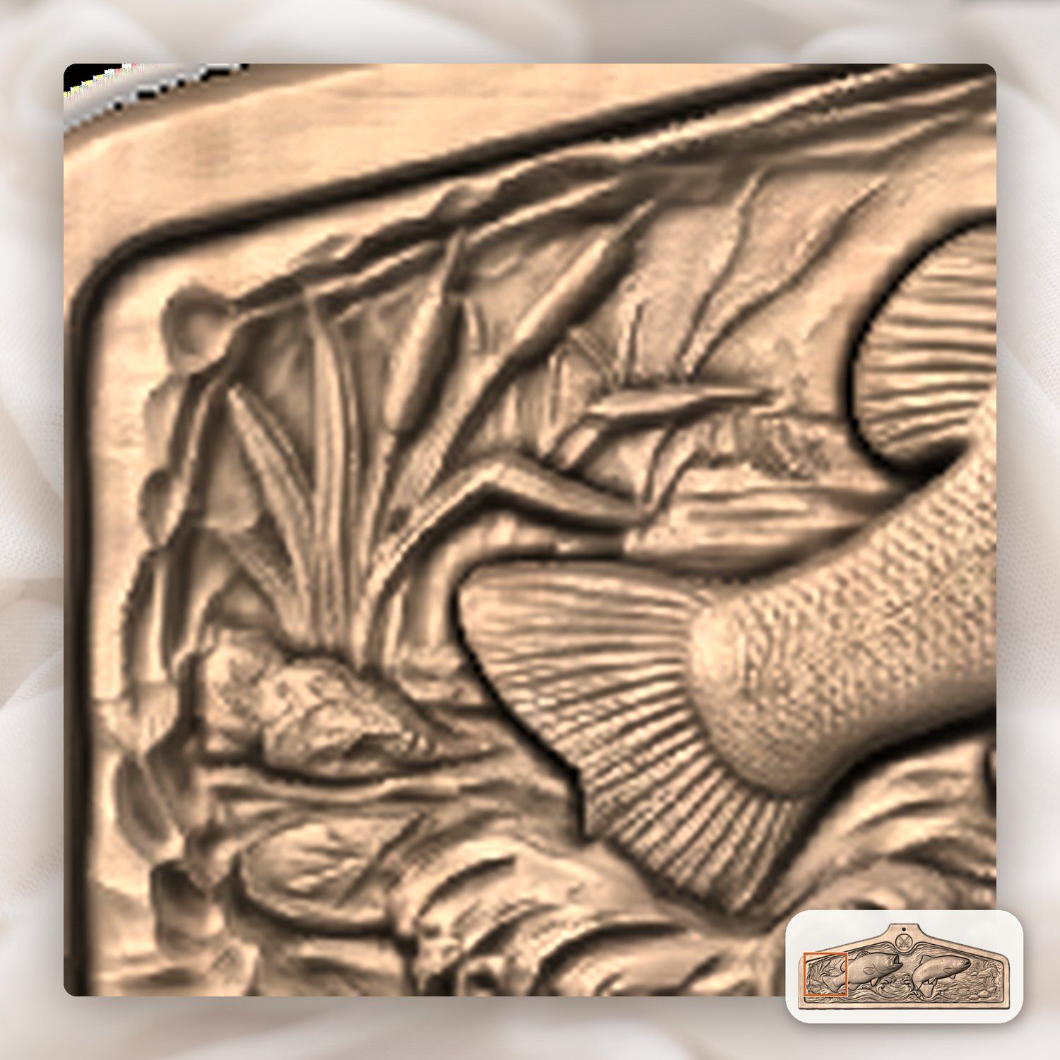 Coat hanger Bass and Rainbow Trout Fishing Scene CNC Relief STL bas-relief STL — view 10