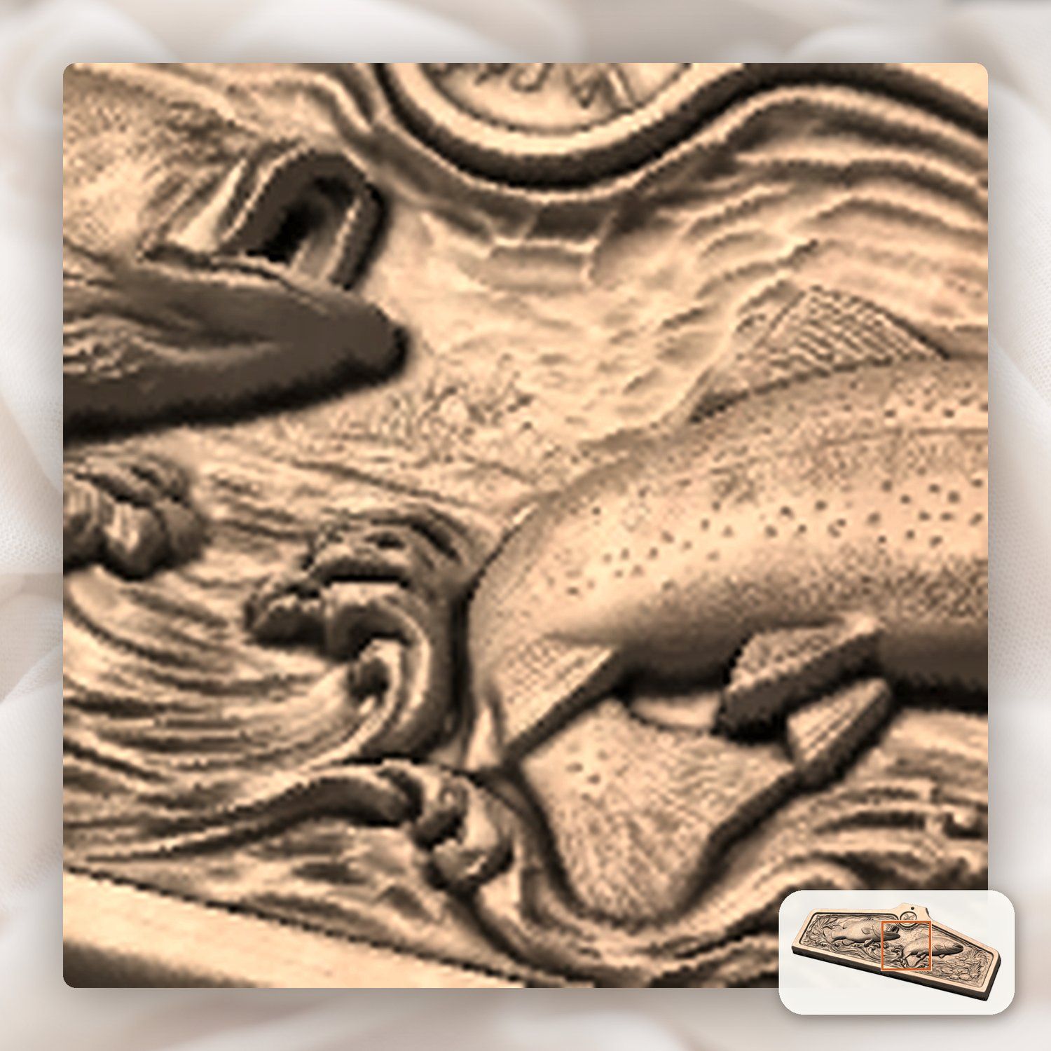 Coat hanger Bass and Rainbow Trout Fishing Scene CNC Relief STL bas-relief STL — view 11