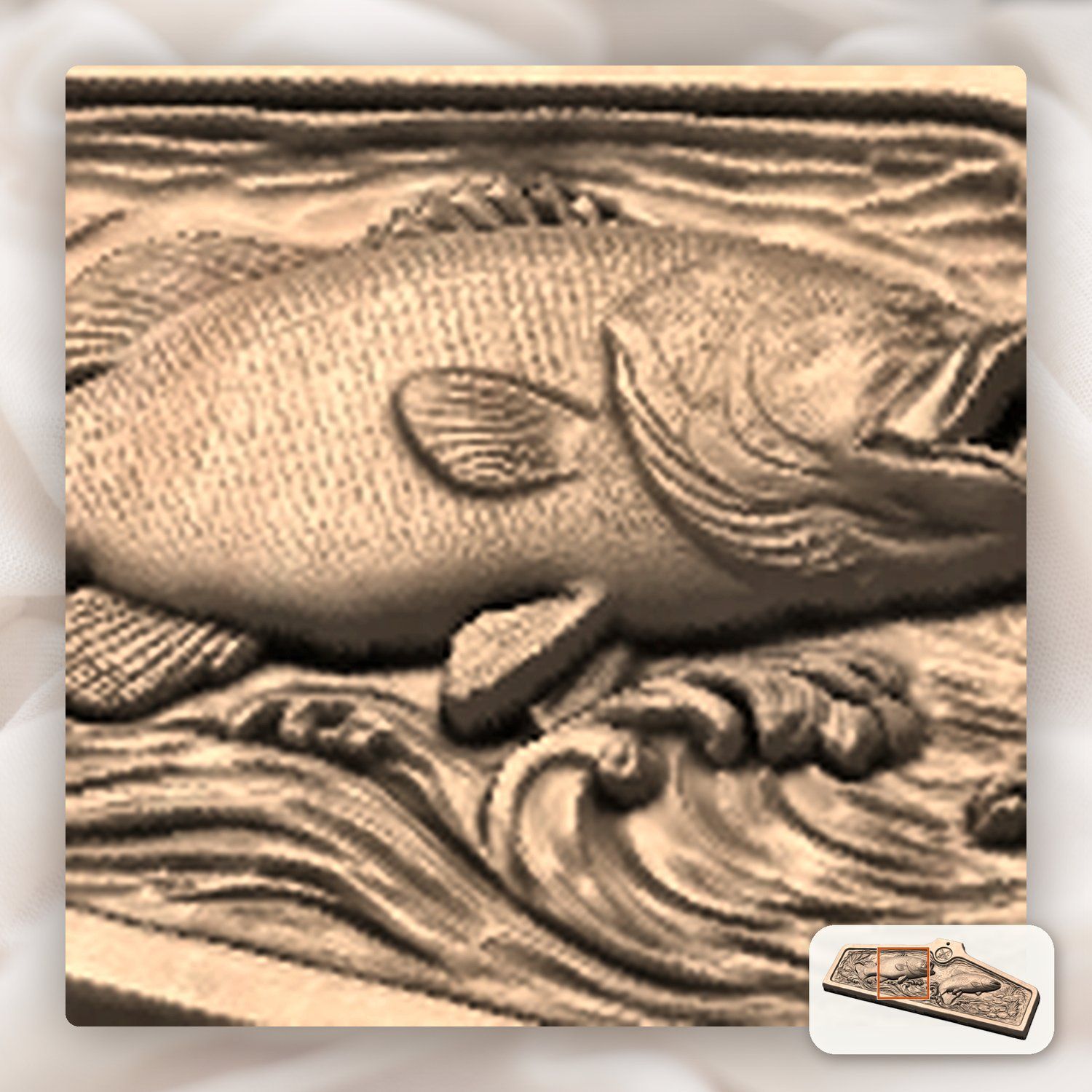 Coat hanger Bass and Rainbow Trout Fishing Scene CNC Relief STL bas-relief STL — view 12