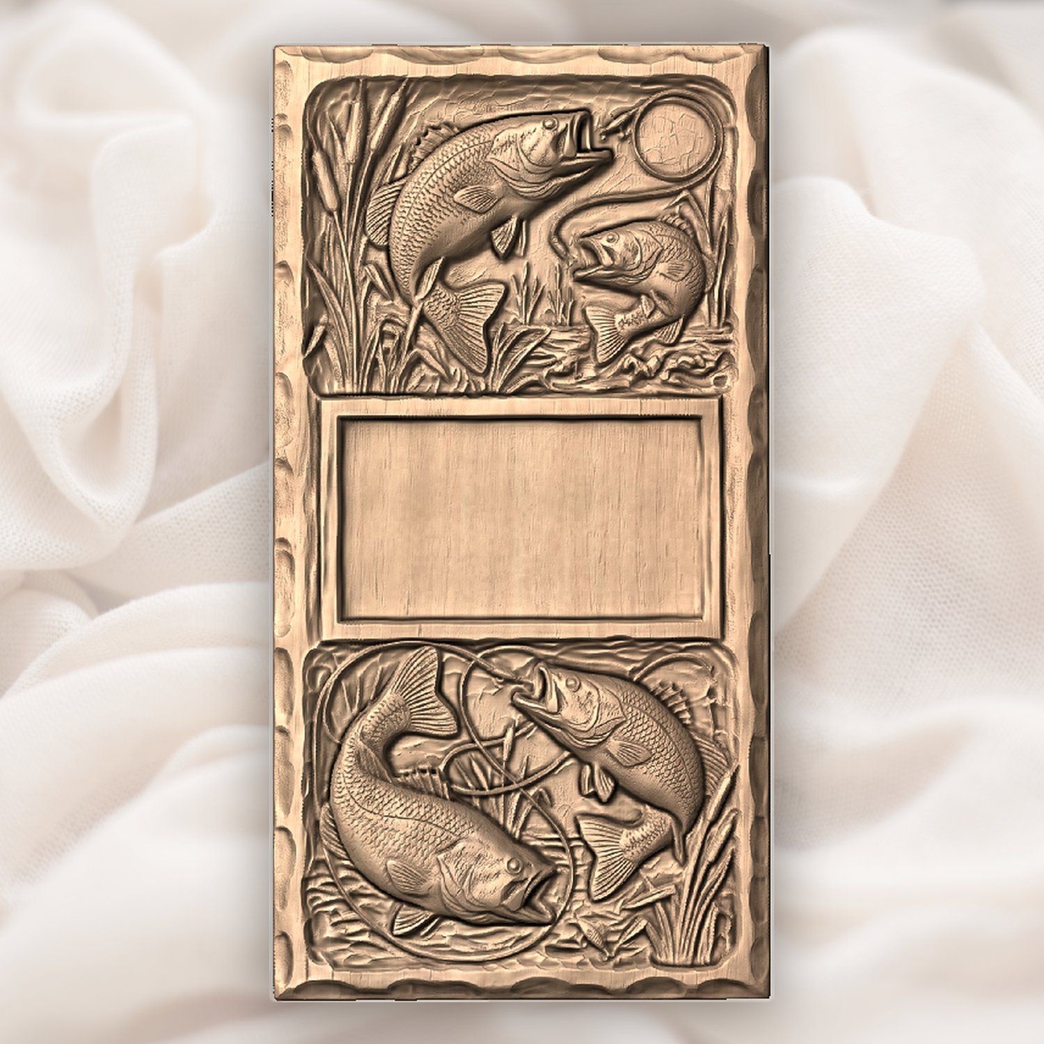 Doorbell plate Bass Fishing Lake Scene CNC Relief STL bas-relief STL — view 5