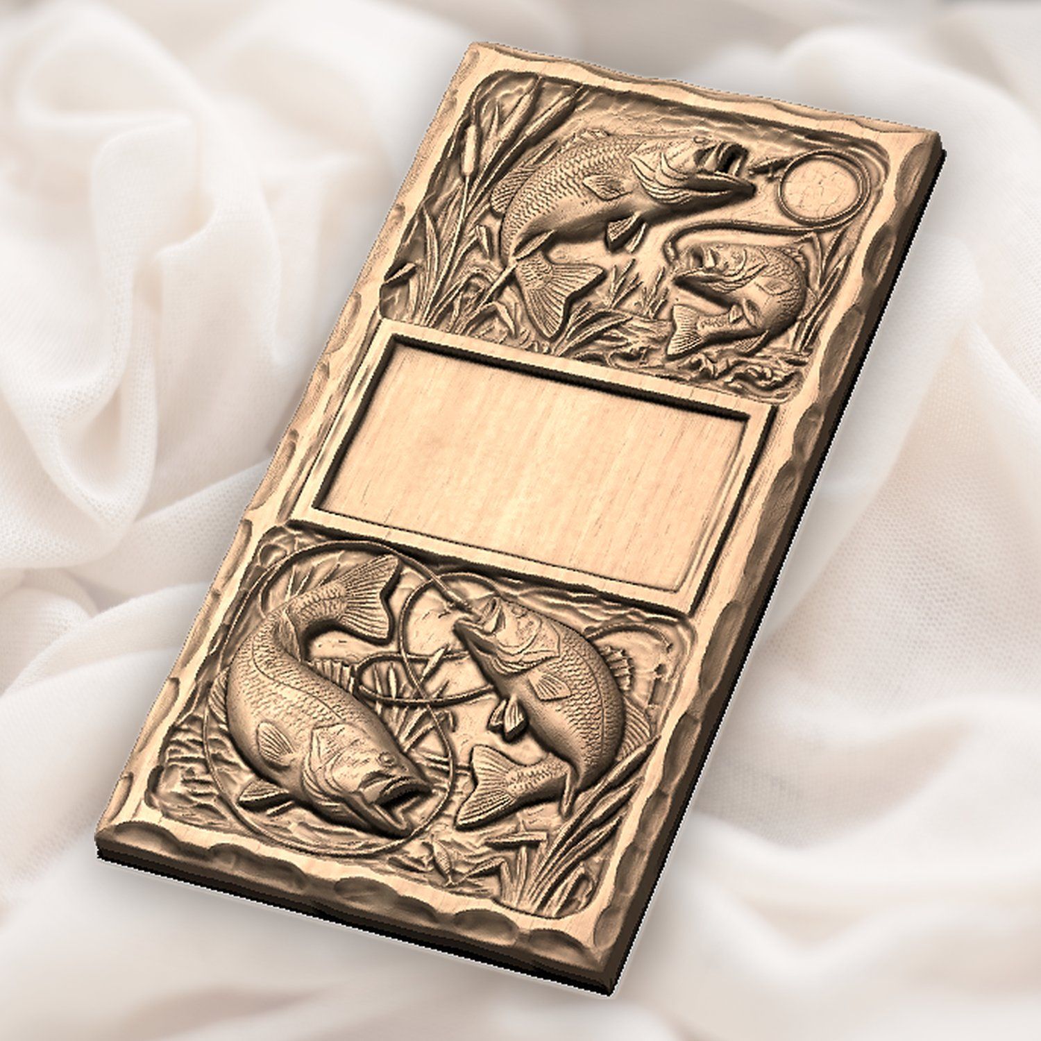 Doorbell plate Bass Fishing Lake Scene CNC Relief STL bas-relief STL — view 6