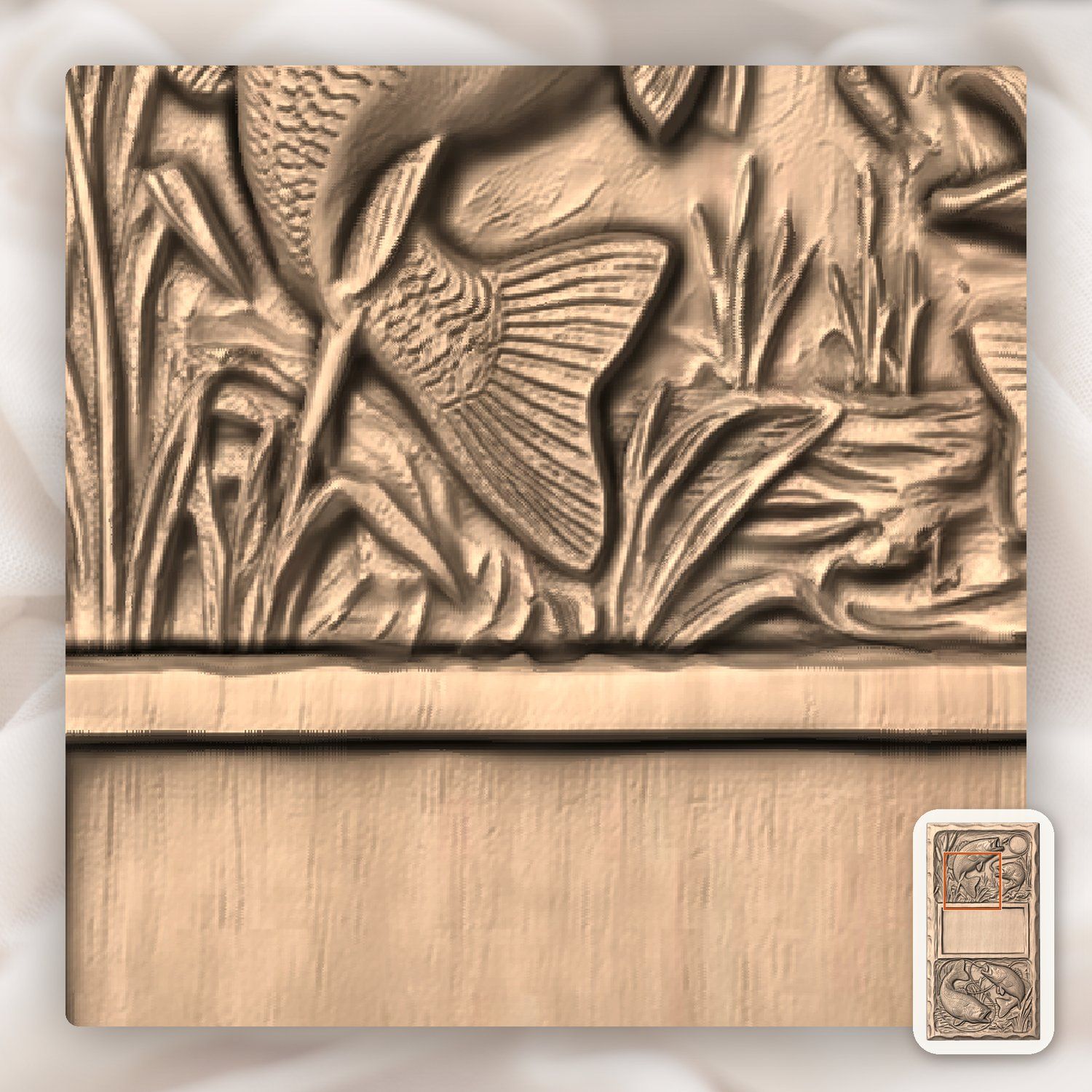Doorbell plate Bass Fishing Lake Scene CNC Relief STL bas-relief STL — view 8