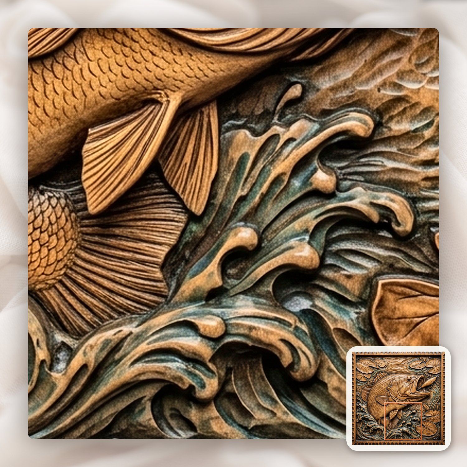 Bass Fishing Strike CNC Relief STL bas-relief STL — view 11