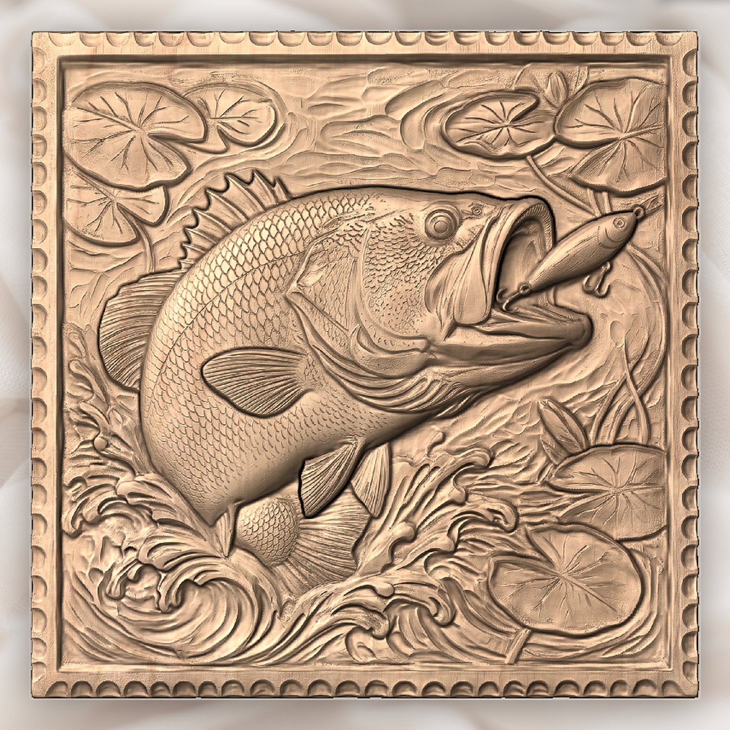 Bass Fishing Strike CNC Relief STL bas-relief STL — view 4