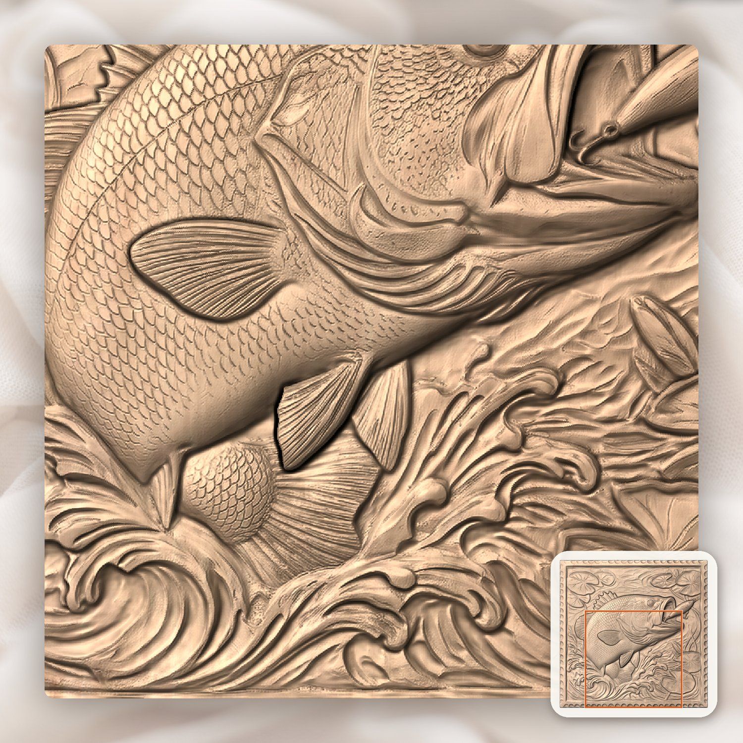 Bass Fishing Strike CNC Relief STL bas-relief STL — view 7