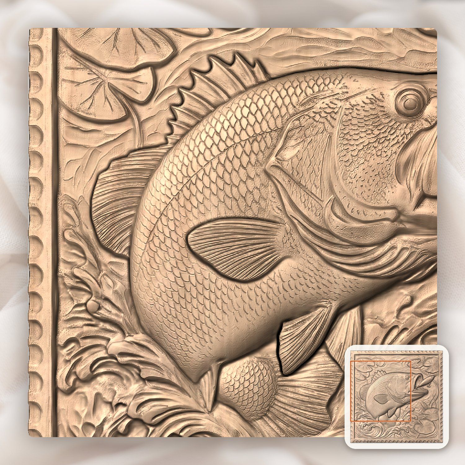 Bass Fishing Strike CNC Relief STL bas-relief STL — view 8